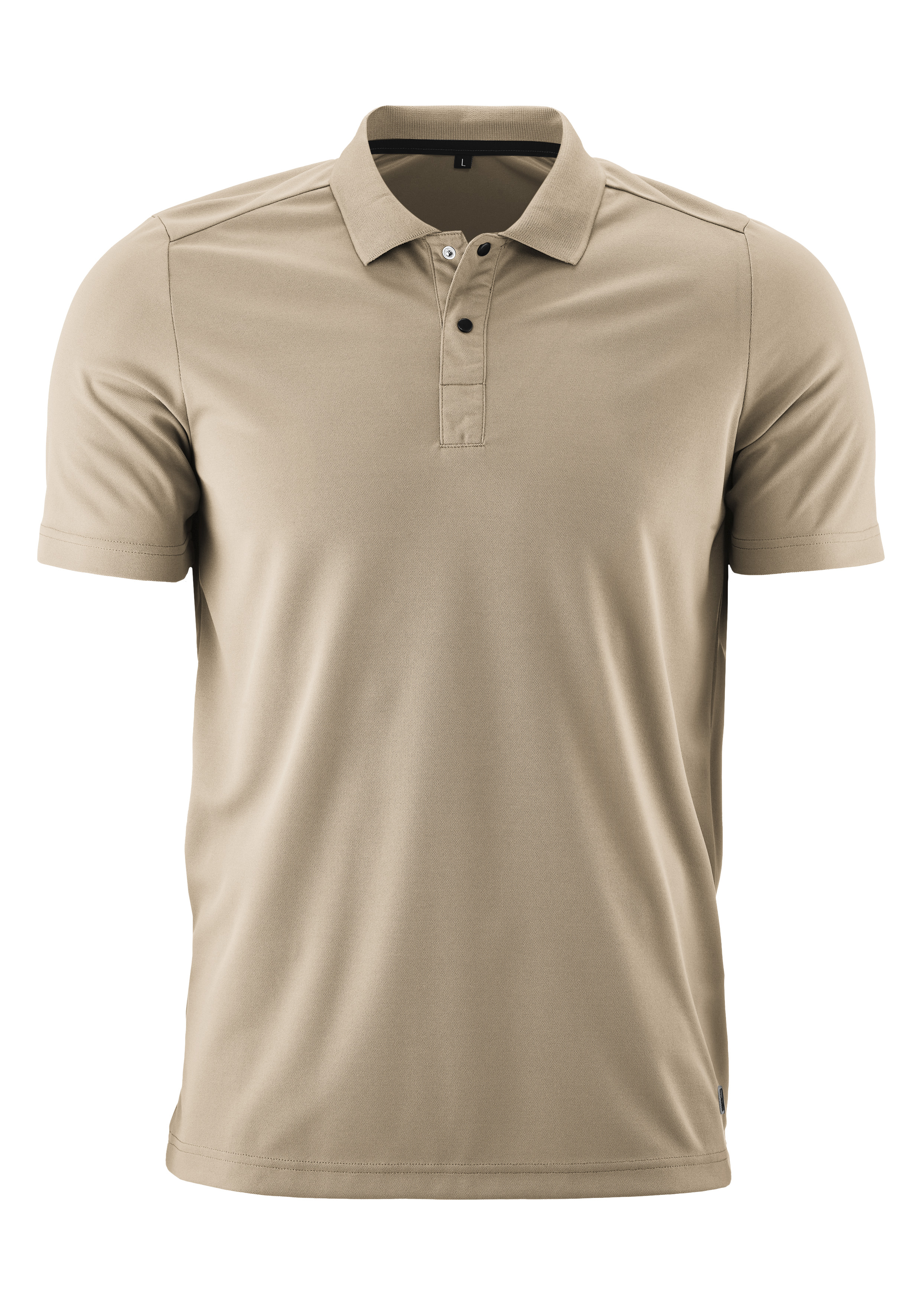 Essential Poloshirt M Polohemden, Kunstfaser, Kurzarm, Beige, Knopfleiste