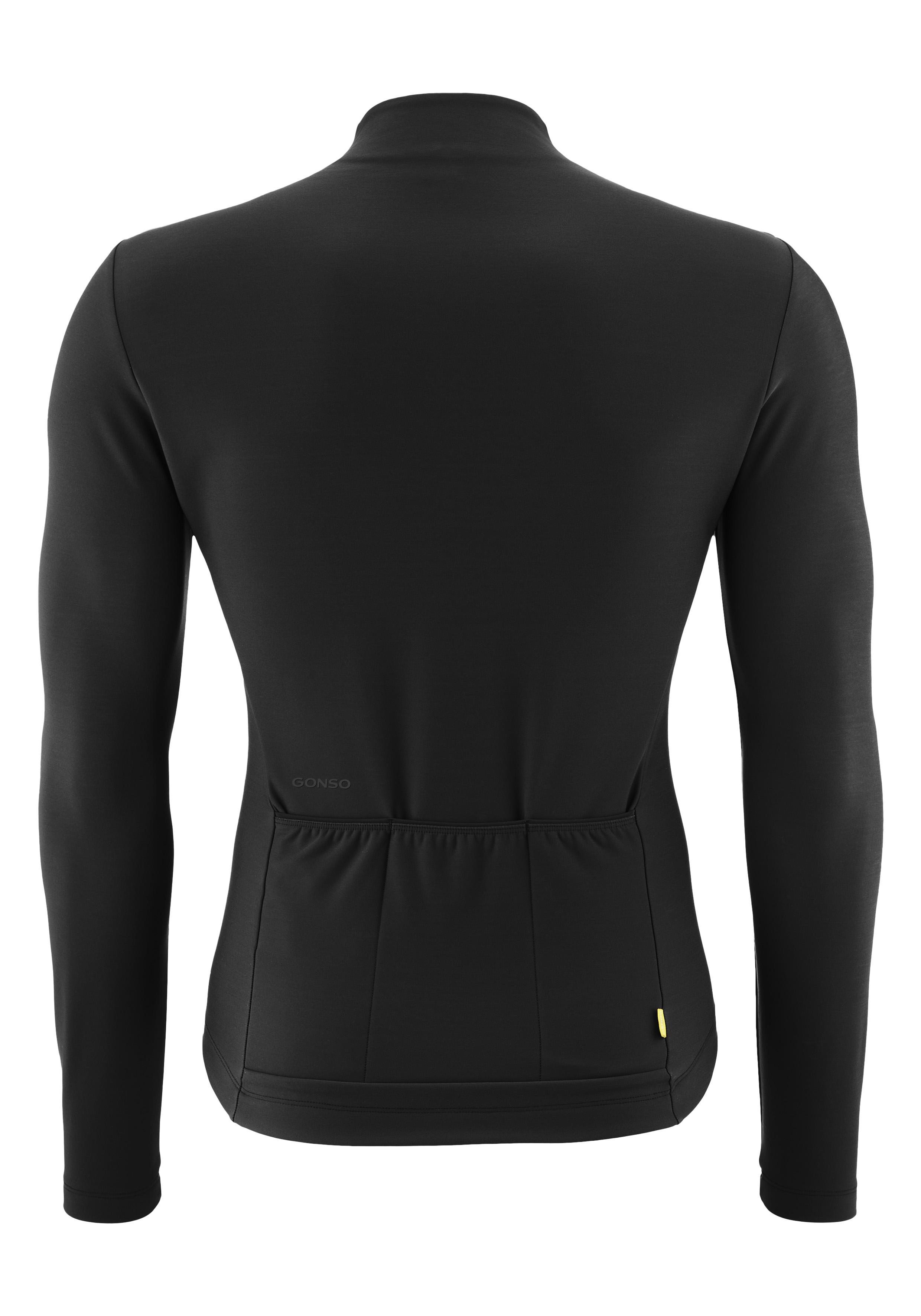 Radsporttrikot, Rückseite, Langarm, Schwarz, Taschenfrei