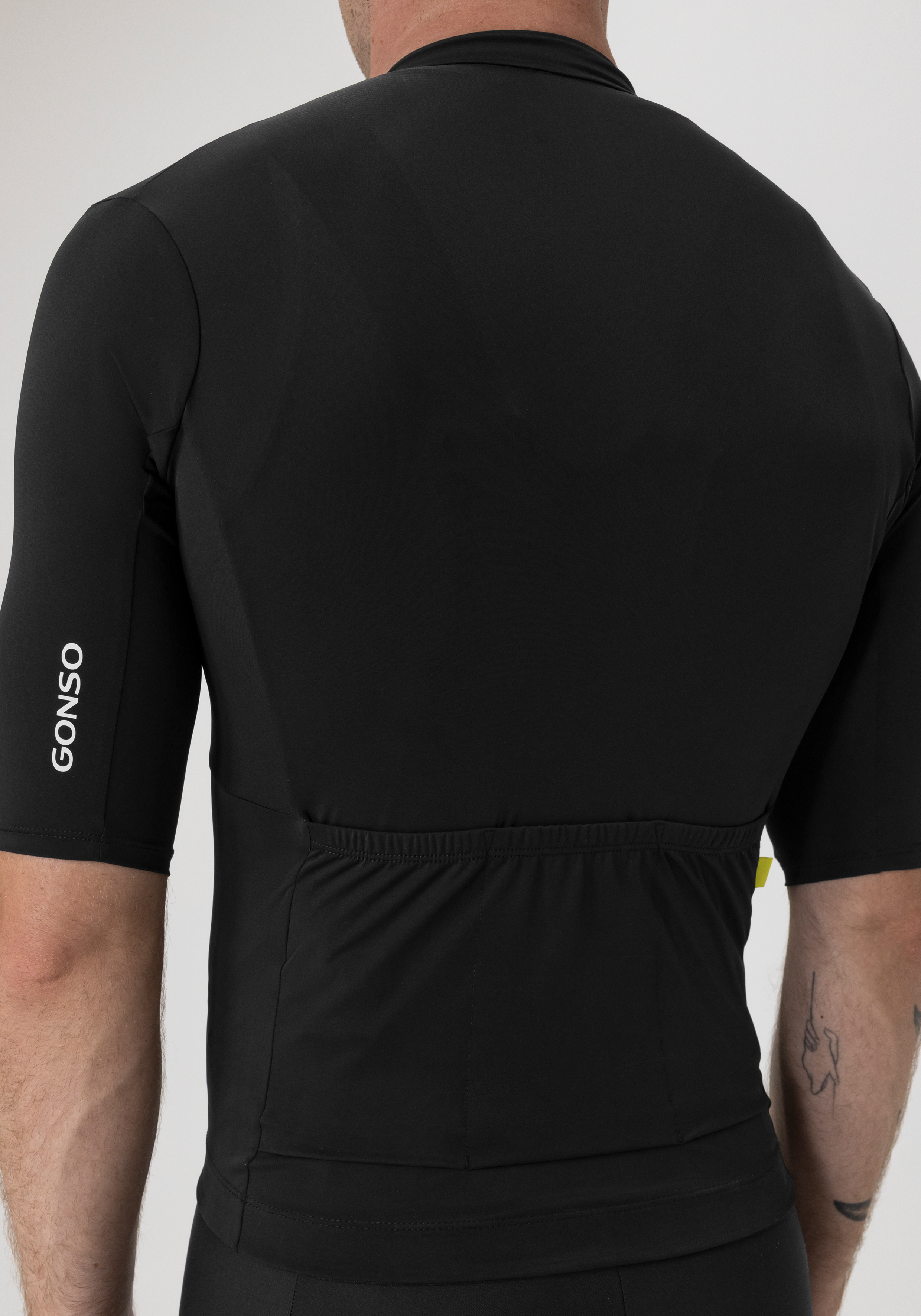 Fahrradtrikot, Kurzarm, Schwarz, Rückentasche, Gonso