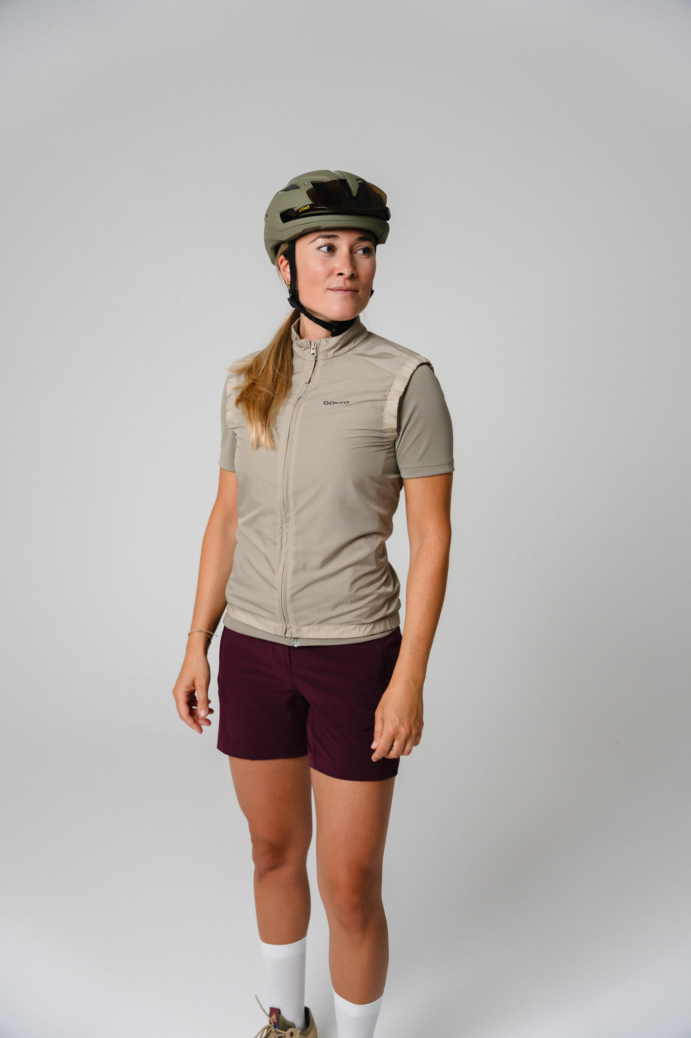 Radsportweste, Beige Weste, Gilet, Fahrradweste, Kurze Hose