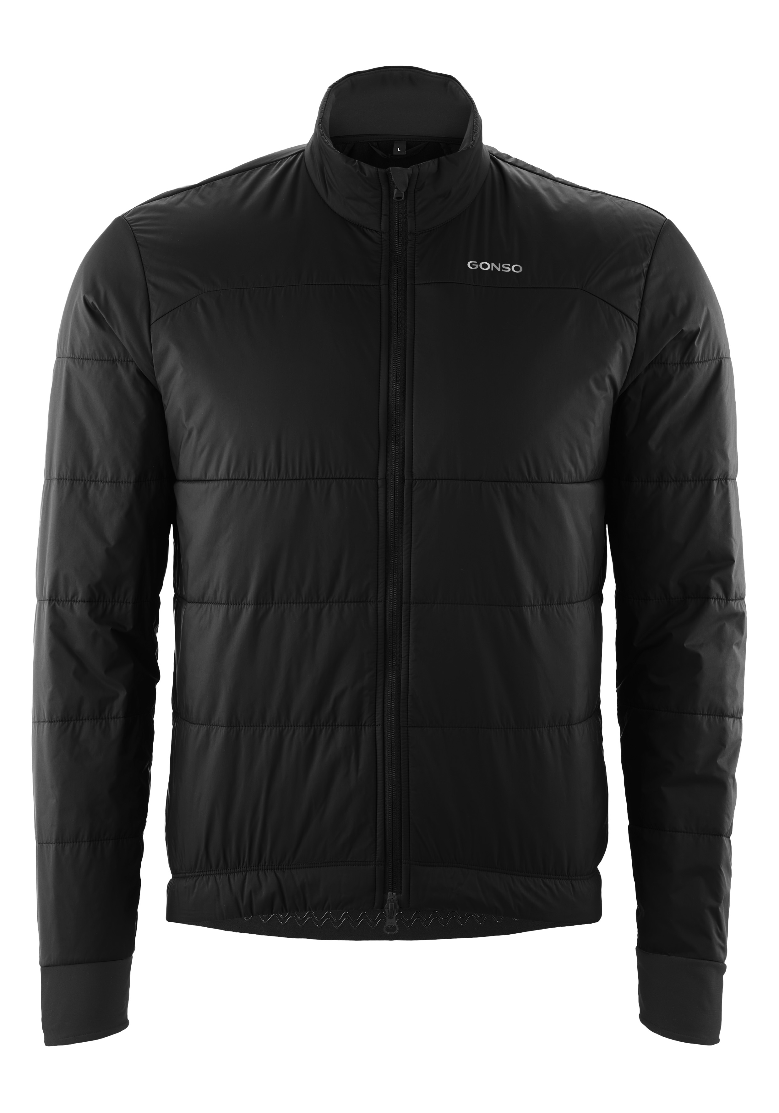 Pufferjacke, Synthetische Füllung, Reißverschluss, Stehkragen, schwarz