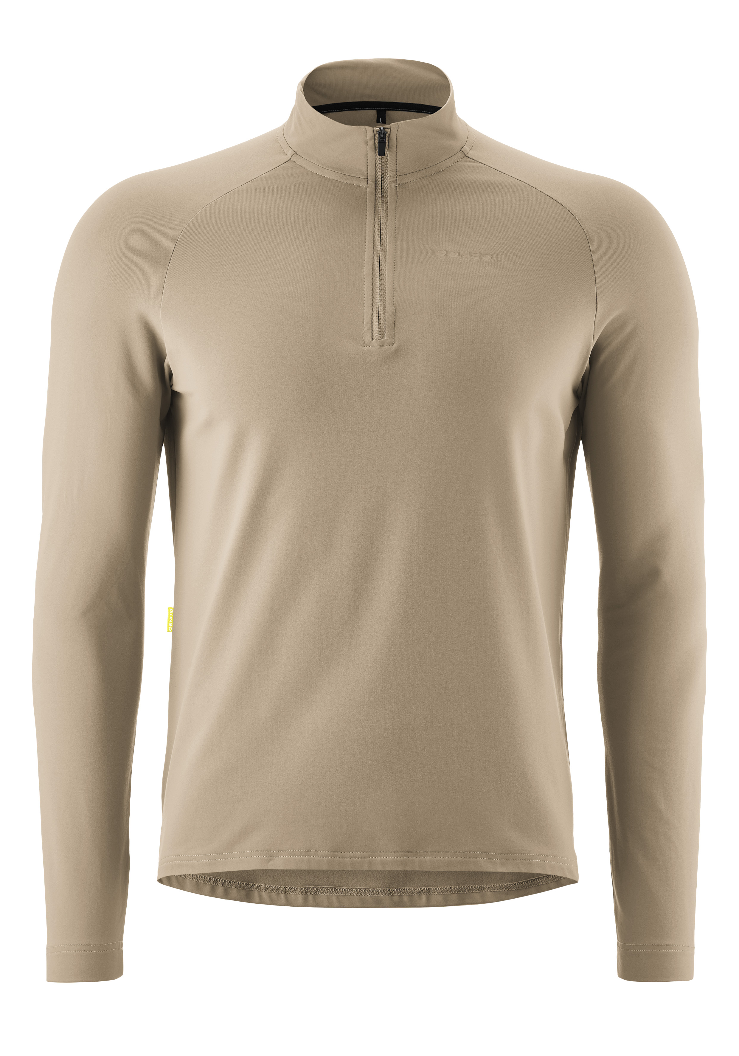 Langarmshirt, Halstrick, Zipper, Beige, Dünne Lage