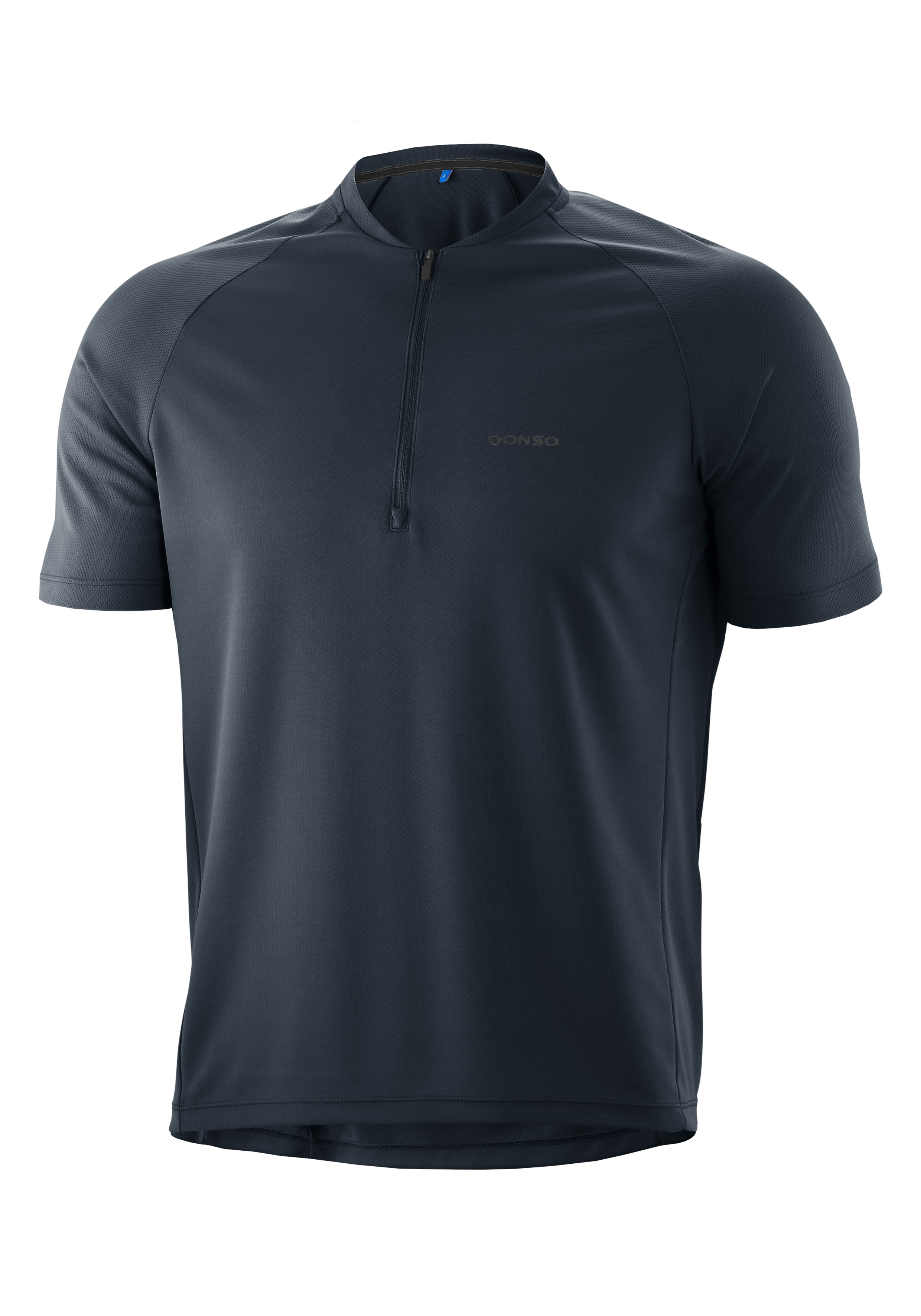 T-Shirt, Kurzarm, Reißverschluss, Mesh, Dunkelgrau