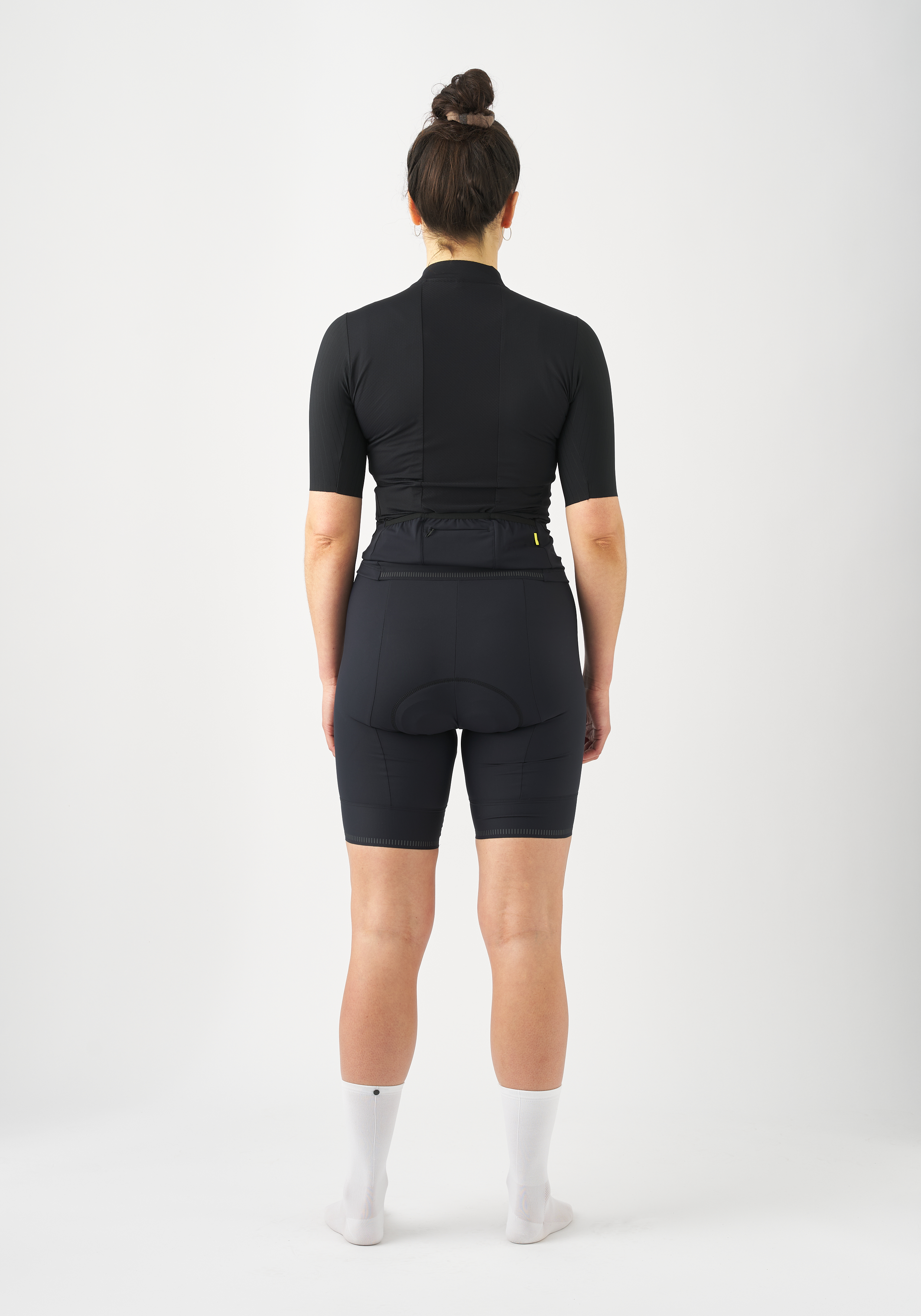 Radsport-Trikot, Radhose, Kurzarm, Schwarz, Einteiliger Look