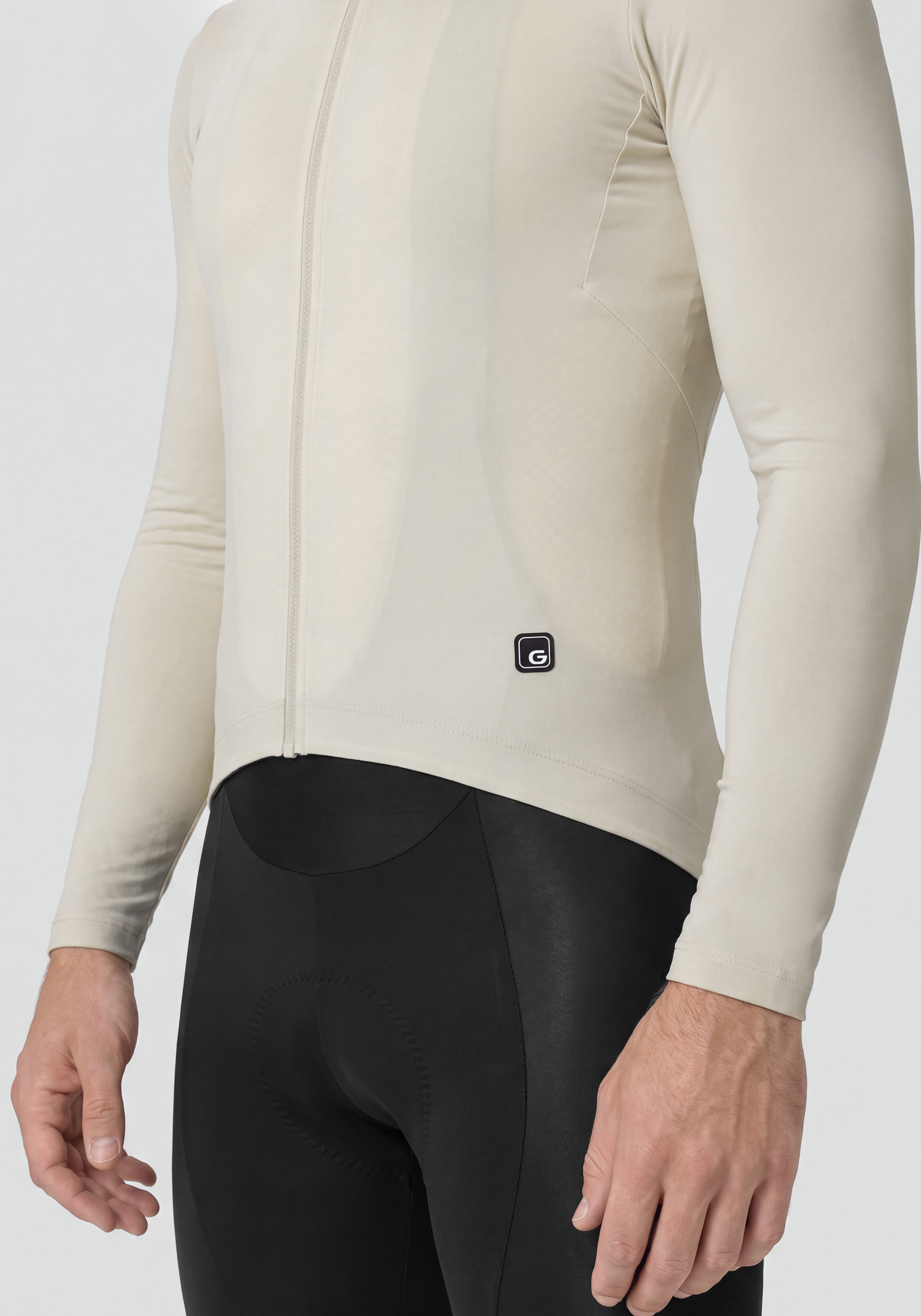 Langarmjacke, Beige Jacke, Reißverschlussjacke, samtige Oberfläche, Kleidung, zipped jacket, langarm, beige, dehnbare, basislage, Zip-front, Longsleeve, Beige, Base layer, Form-fitting