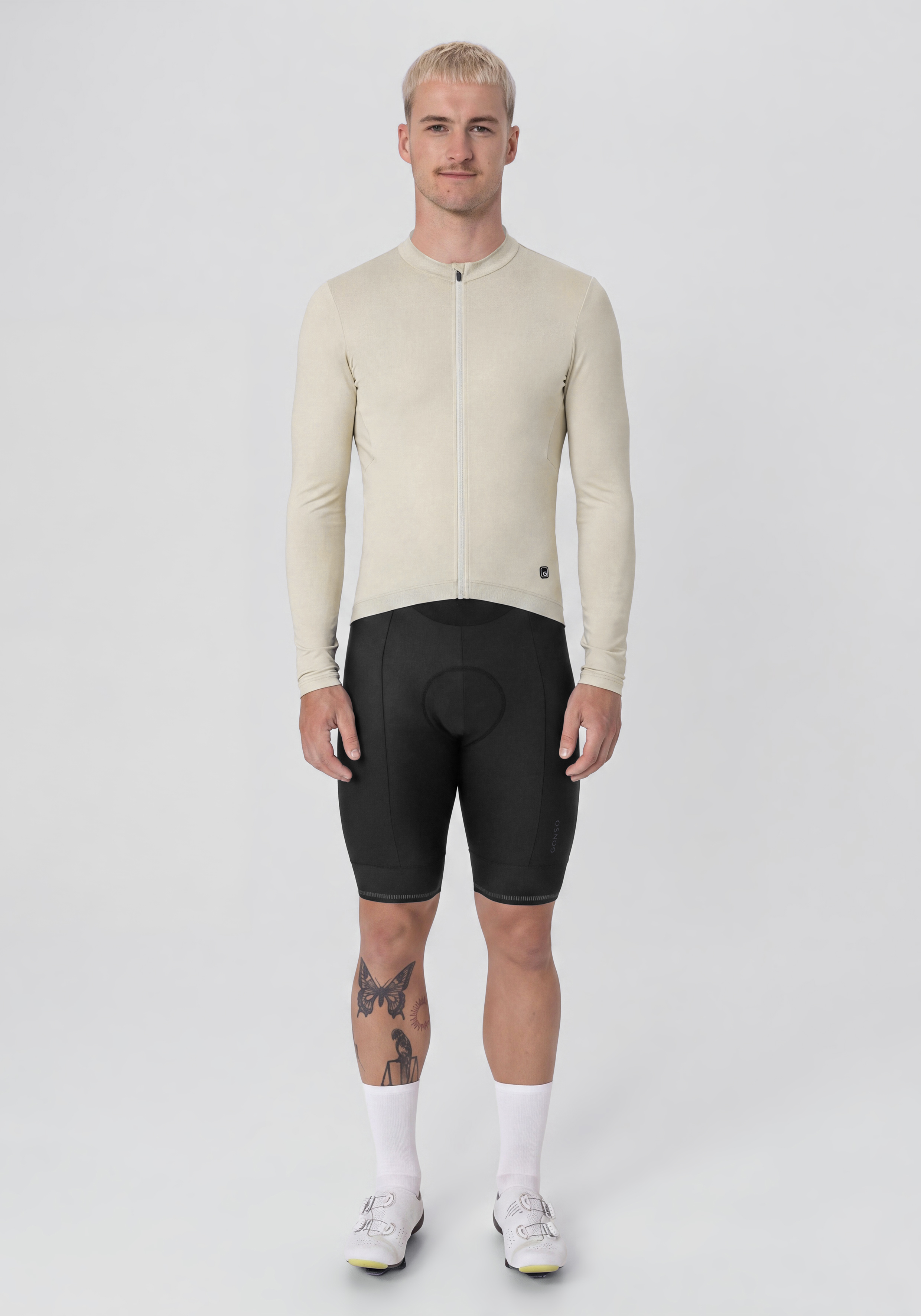 Road Jersey Longsleeve M Ziptresserjacke, Langarmjacke, Frontreißverschluss, Beinlinge/Shorts, Neutralfarbe beige, Z sweatshirt, Zipperjacke, Reißverschluss, Radsport-Outfit, Beinlinge/Shorts, Zweiteiler, Bici-Top, Beigenes Langarm-Jersey, Radsport-Jersey, Radshorts