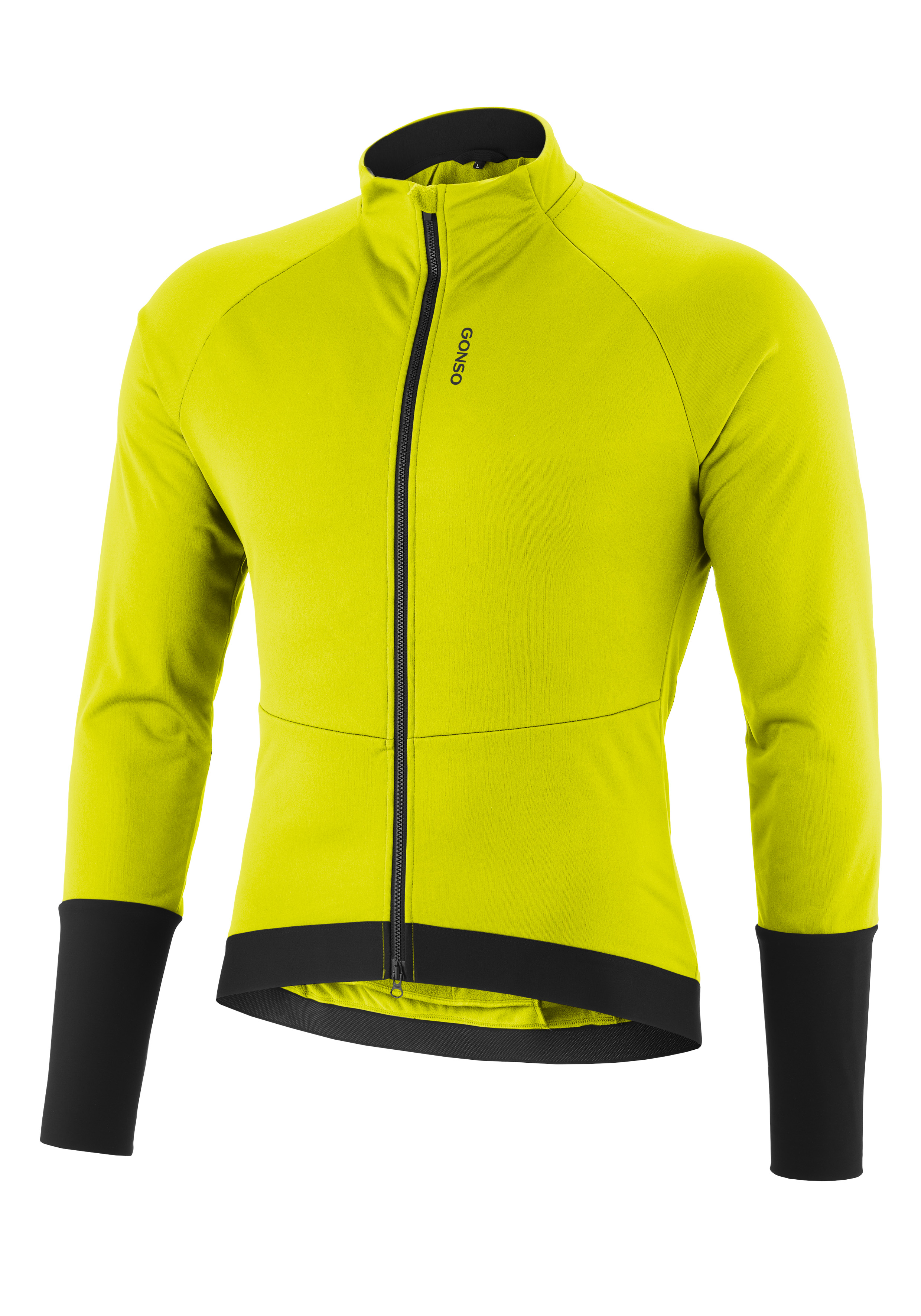 Road Jacket Softshell M cycling jacket, windbreaker, bright yellow, full-zip, sleeve cuffs