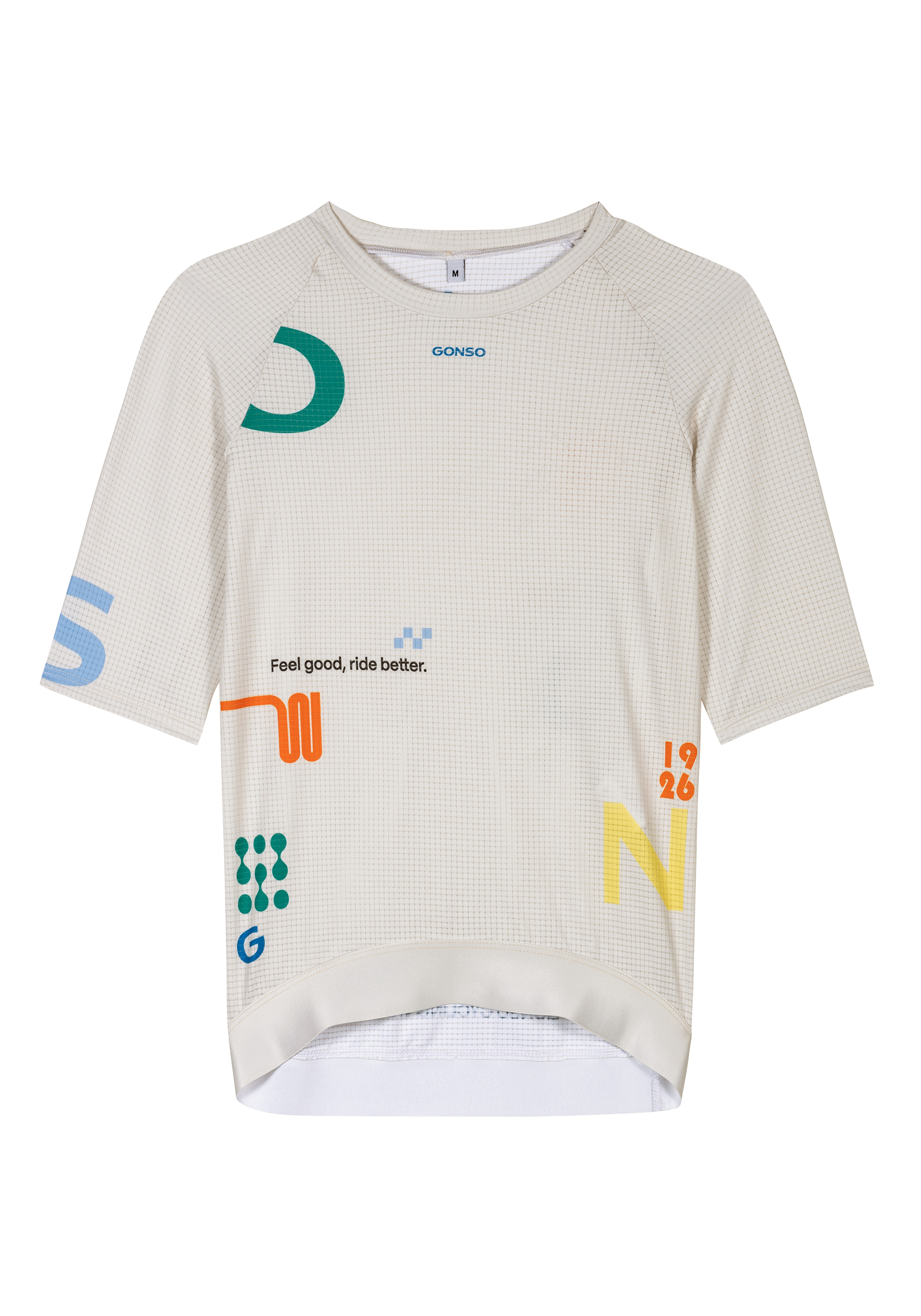T-Shirt, Rundhals, Mesh-Print, Kunstwerk-Layout, Beige
