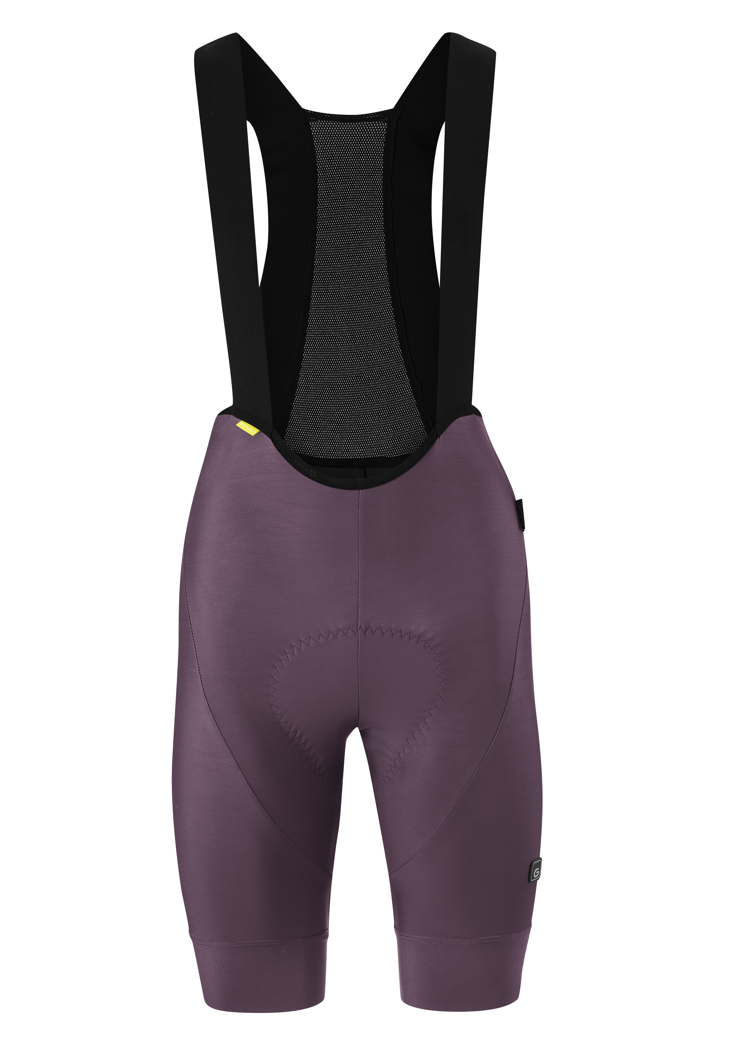 SQlab GO BIB W Radsportträgerhose, Cycling Bib Shorts, Lila Trägerhose, Mesh-Rückenteil, Sitzpolster