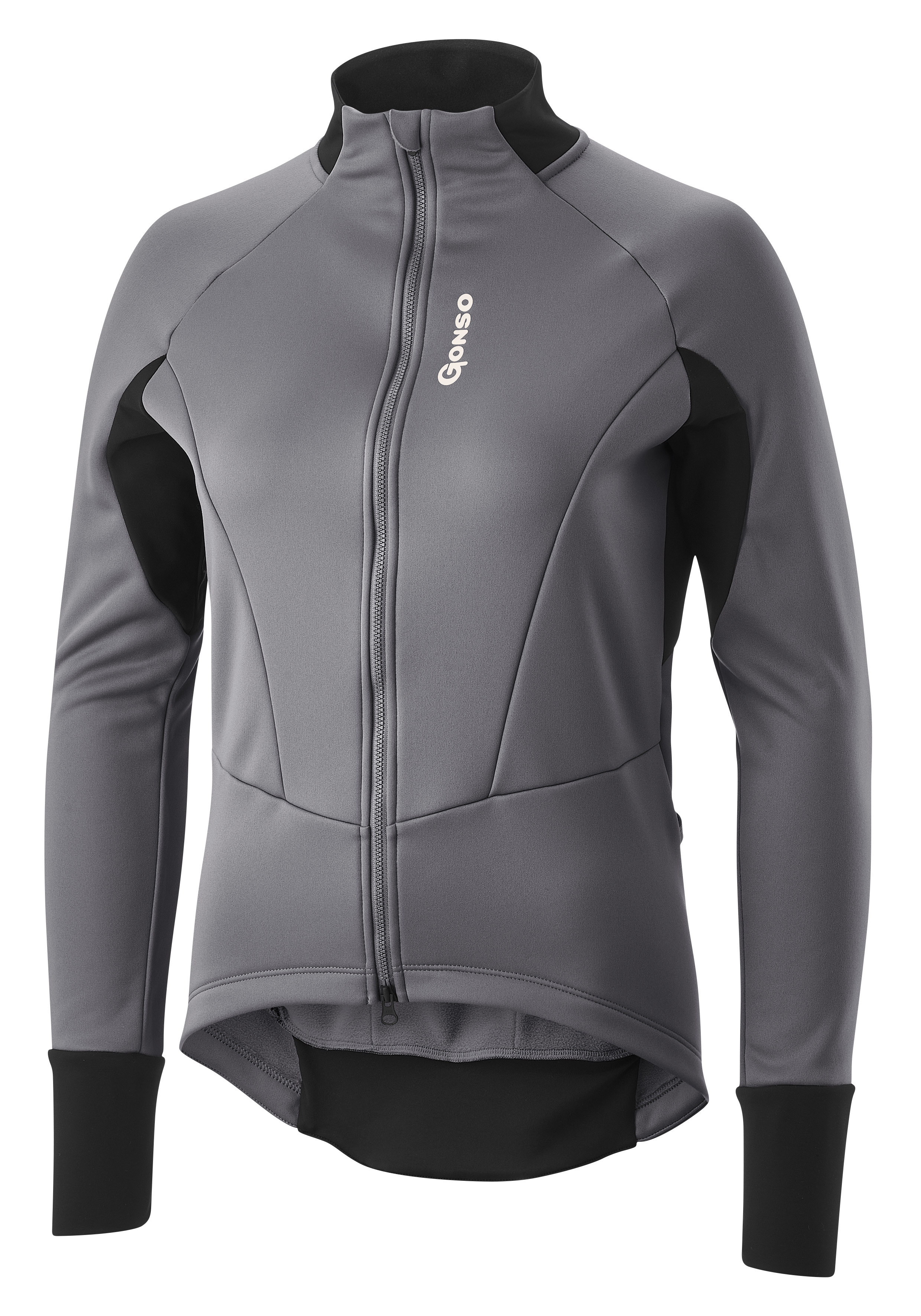 Fahrradjacke, Softshell, Reißverschluss, Graustufen, Armverschluss