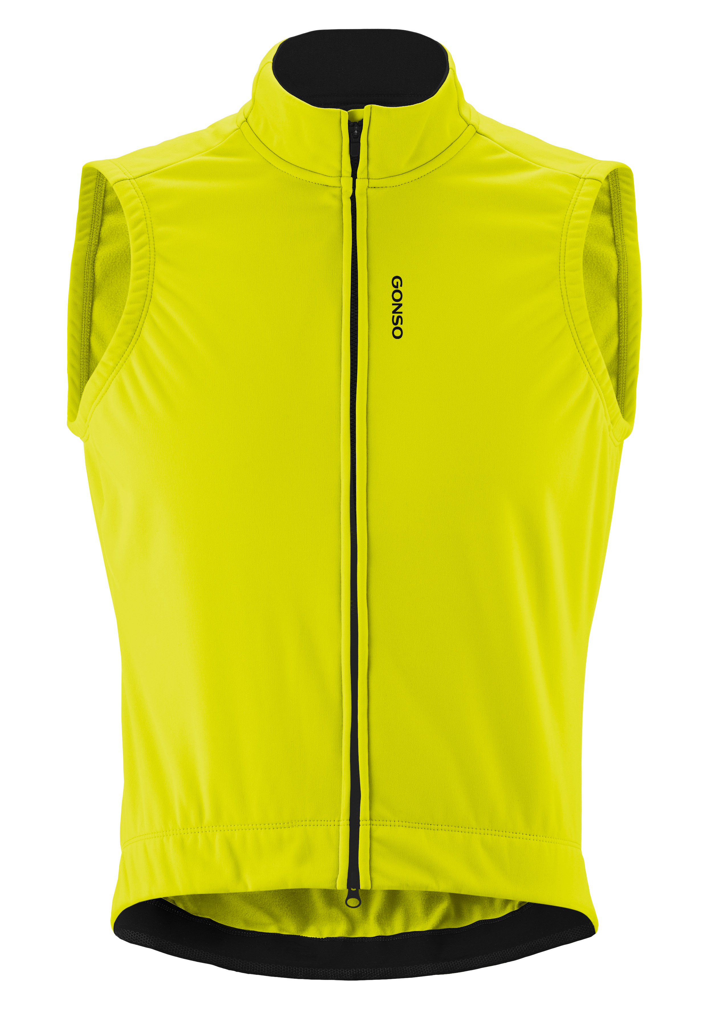 Road Vest Softshell Gilet, Samtweste, Reißverschluss, Neongelb, Sportweste
