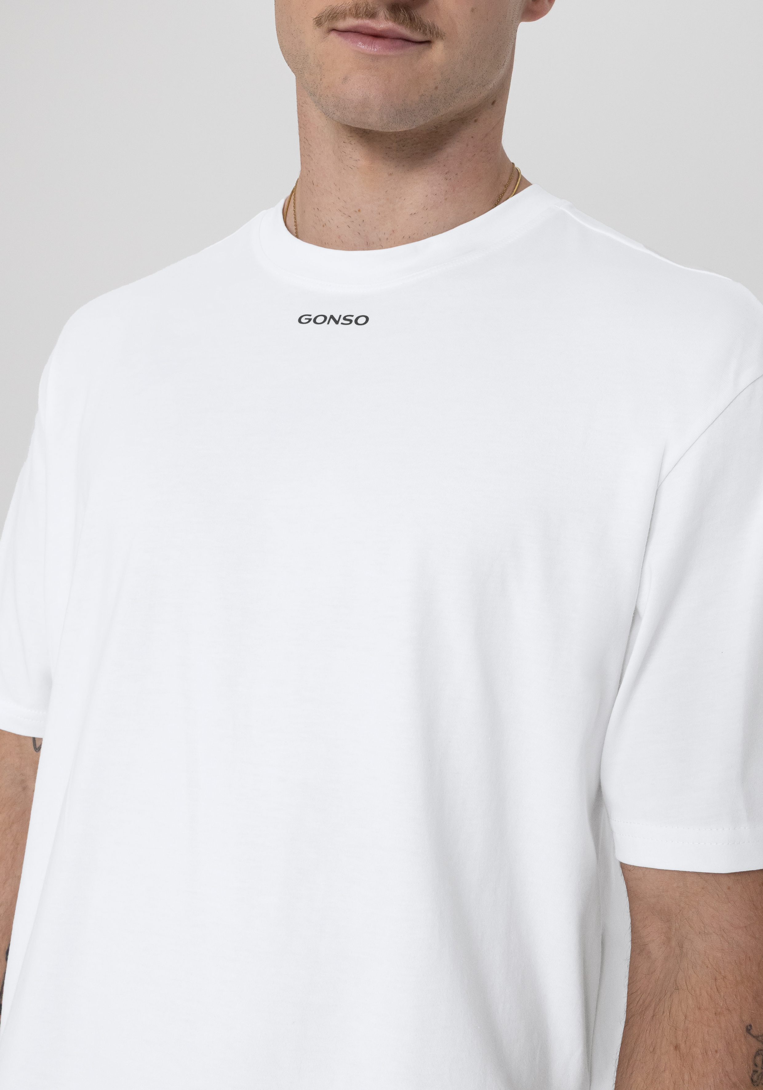 Tee, T-Shirt, Weiß, Rundhals, Gonso, T-Shirt, Weiß, Rundhals, Kurzarm, Gonso-Logo, T-shirt, White, Crew neck, Short sleeve, Minimal