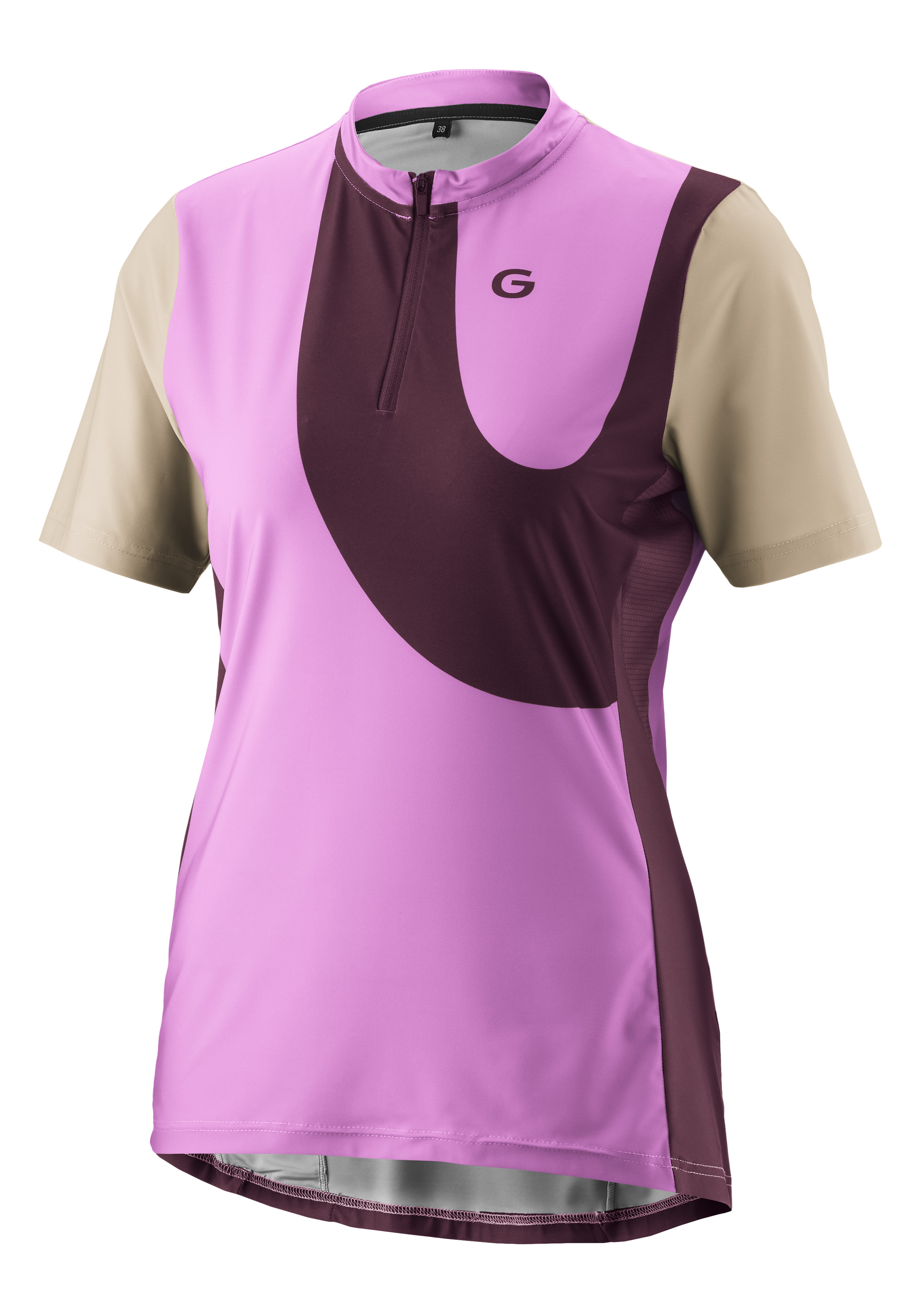 T-Shirt, Sportswear, Kurzarm, Reißverschluss, Mehrfarbig