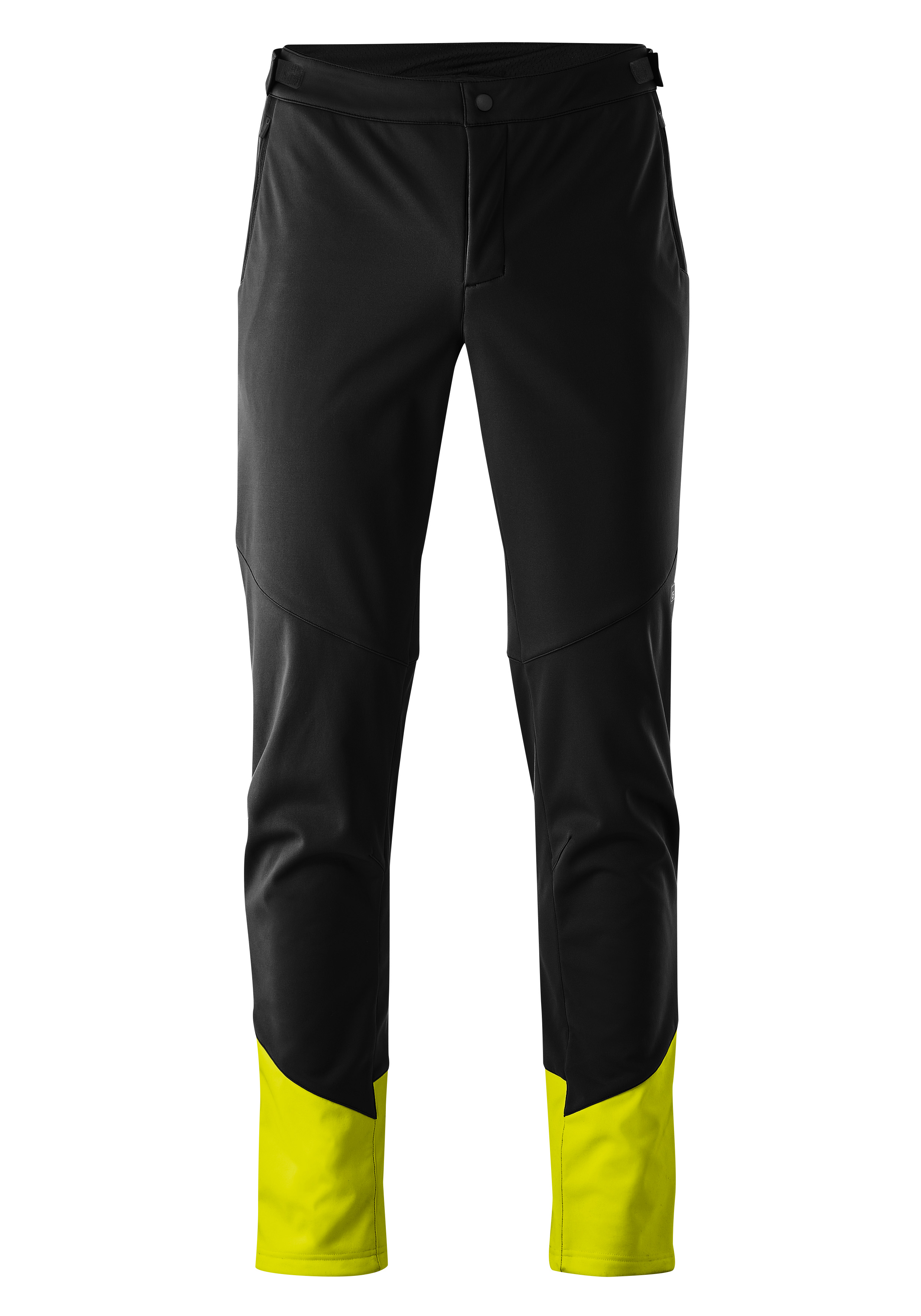 ADVENTURE PANTS SOFTSHELL M Hose, Softshell, Schwarz, Gelb, Beinabschluss Gelb