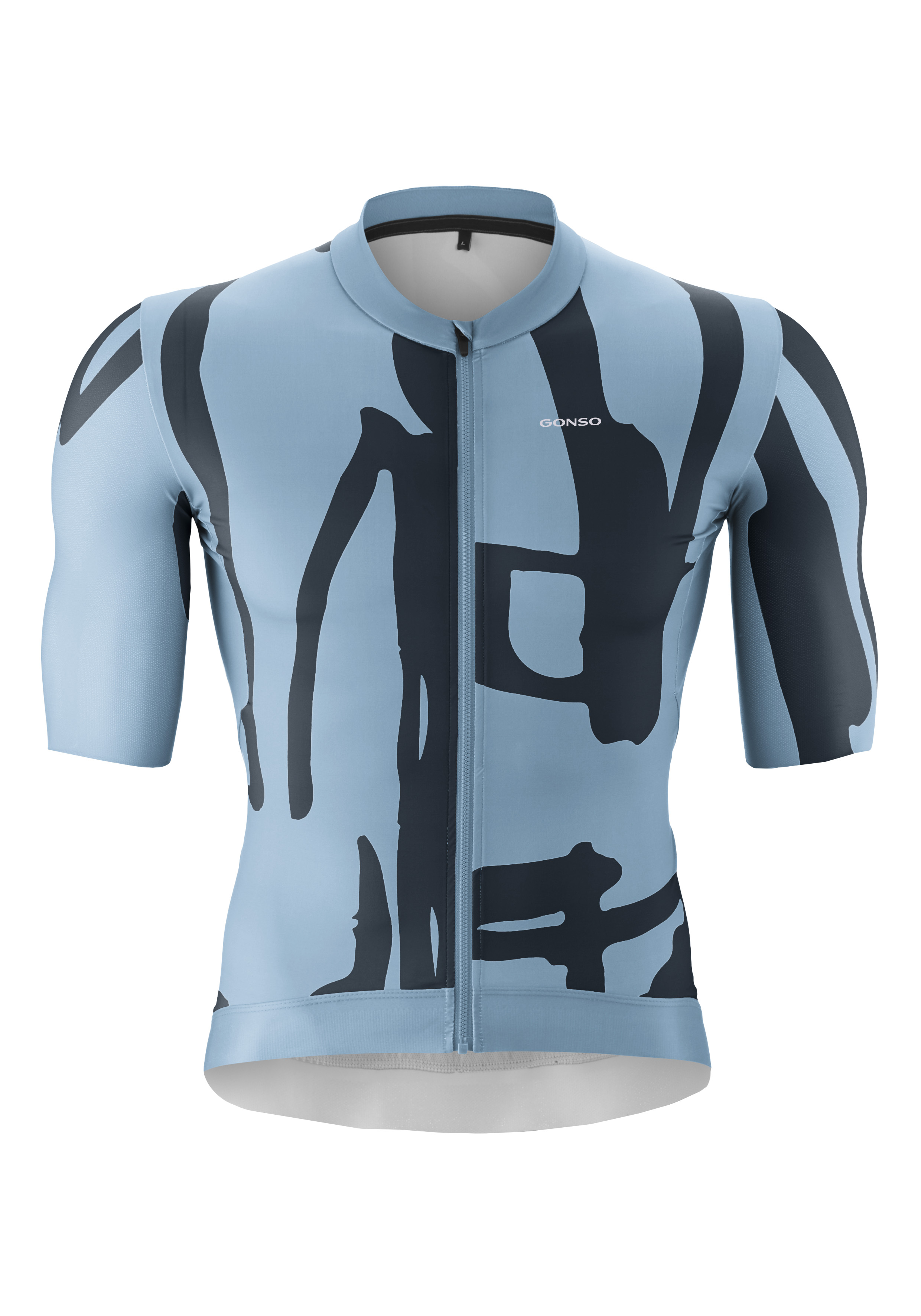 Cycling jersey, Short sleeves, Full zipper, Abstract pattern, Light blue