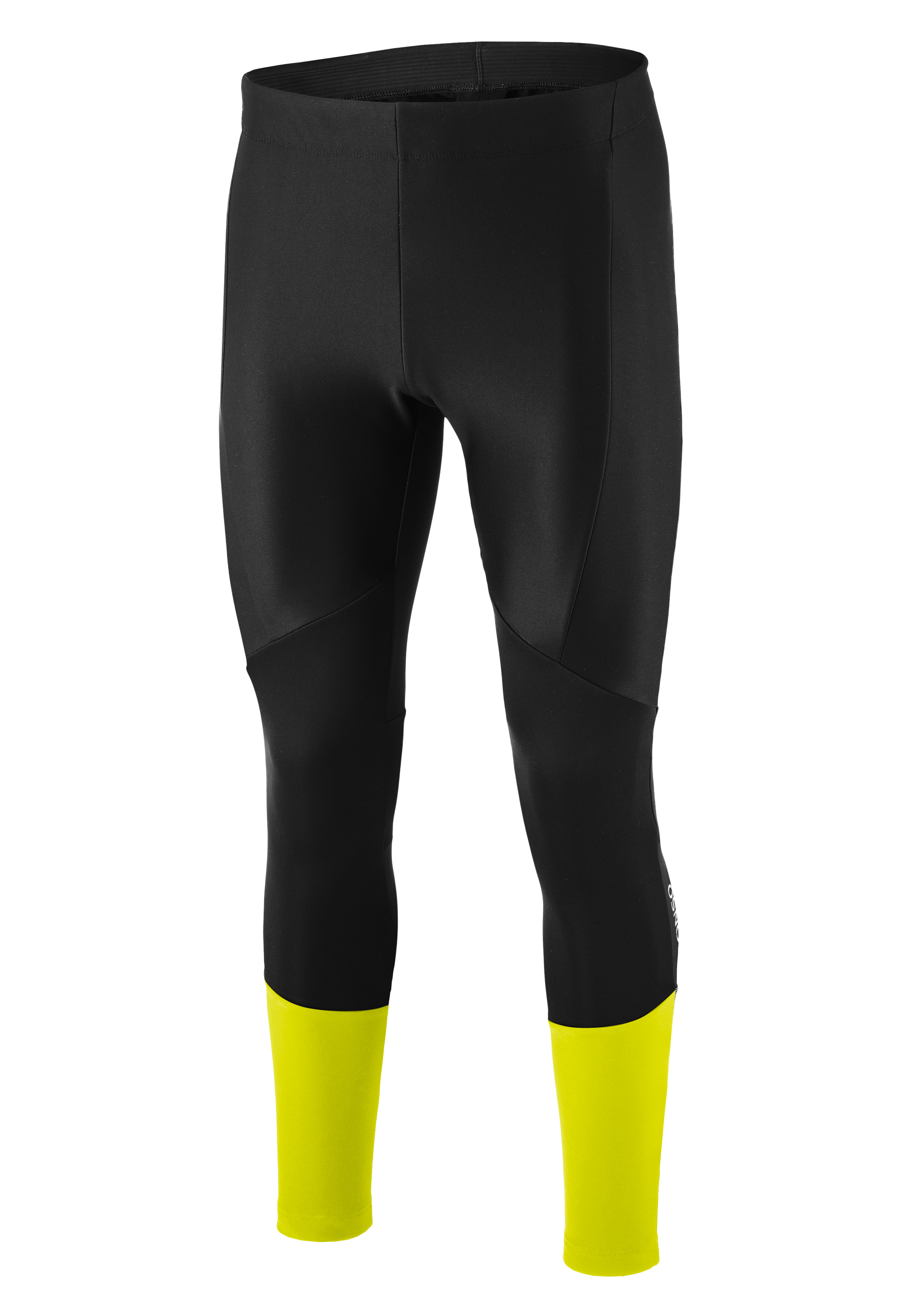 Essential Tight Softshell No Pad M Tights, Sportleggins, Schwarze Hose, Gepolsterte Beine, Helle Gelb Bündchen