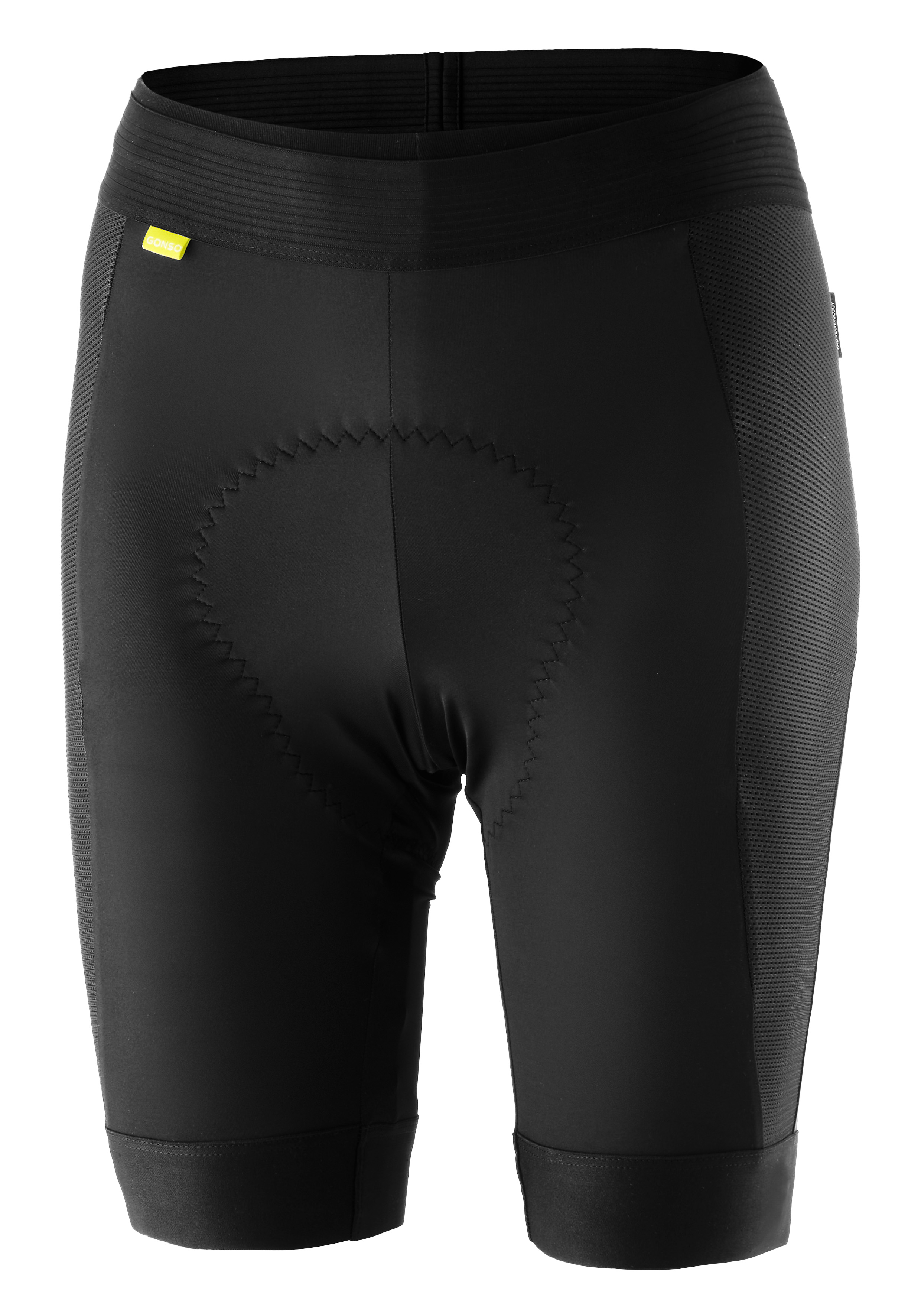 cycling shorts, schwarz, gepolstert, enger schnitt, mesh Paneele