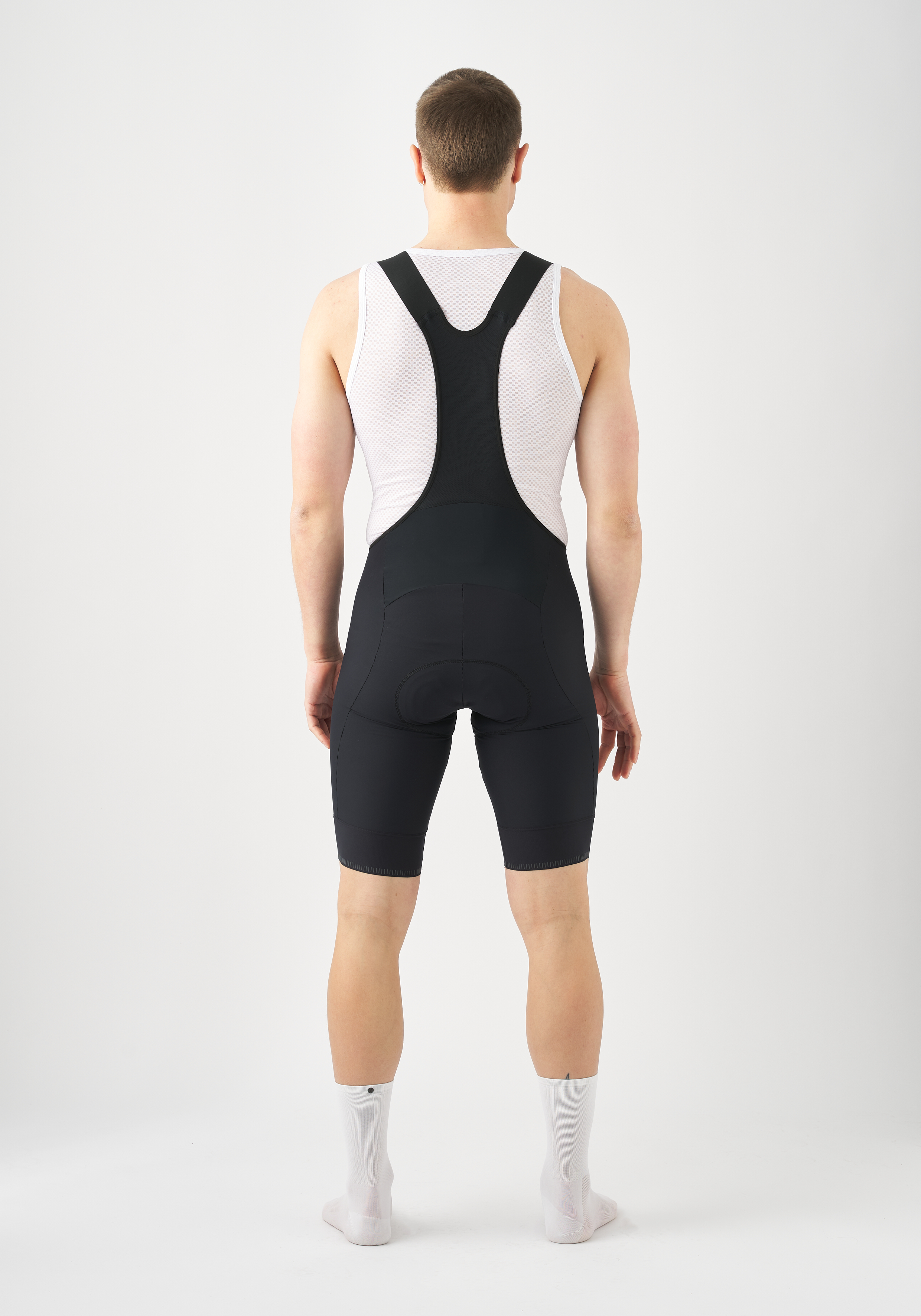 Rennanzug, Trägerhose, Mesh-Oberteil, Schwarzes Bib-Shorts, Beinlinge, Radsport-Trägerhose, Bib-Shorts, Schwarz, Mesh-Top, Laufsocken