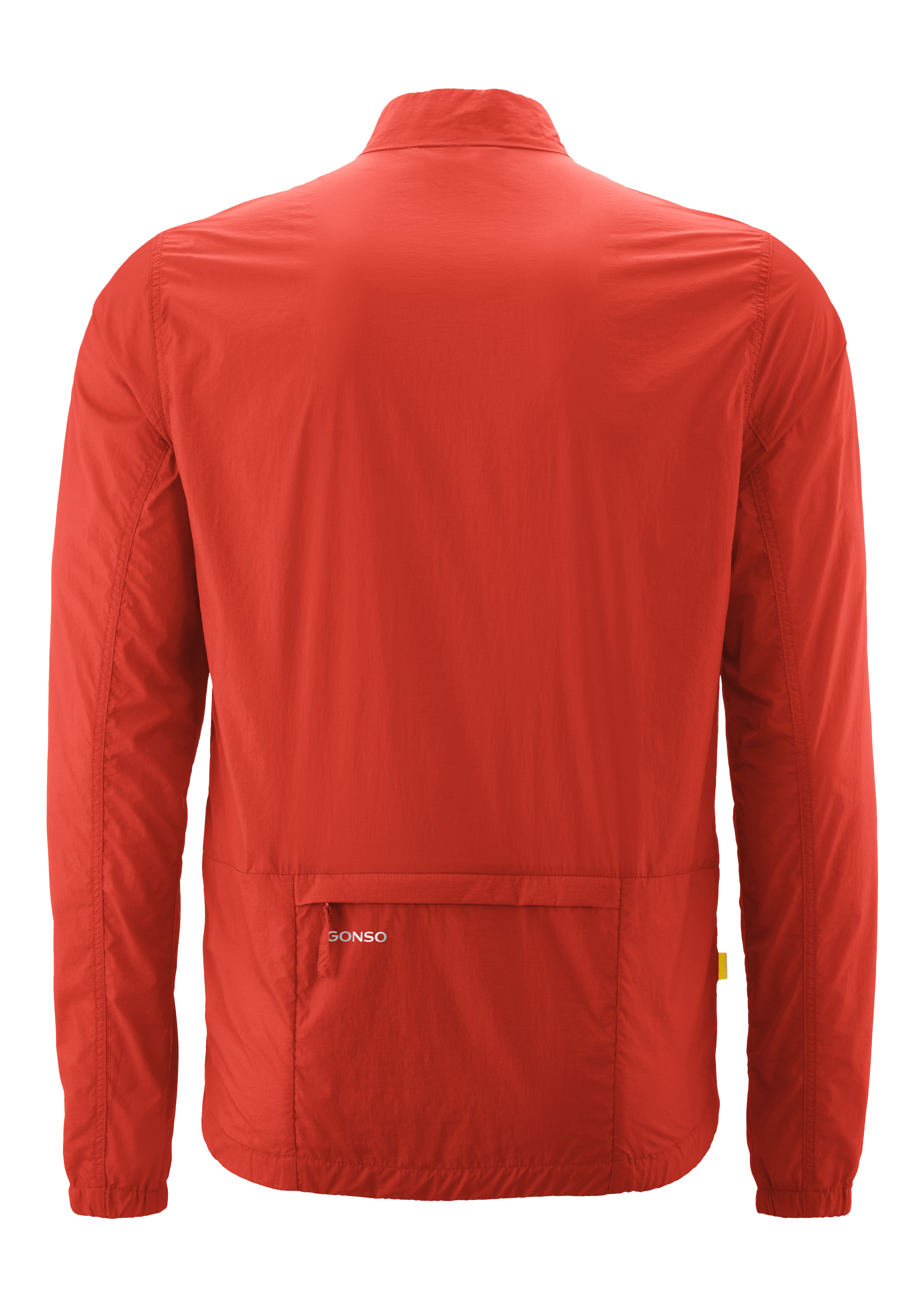 Alltagjacke, Regenjacke, Rote Jacke, Rückenansicht, Drucktasche