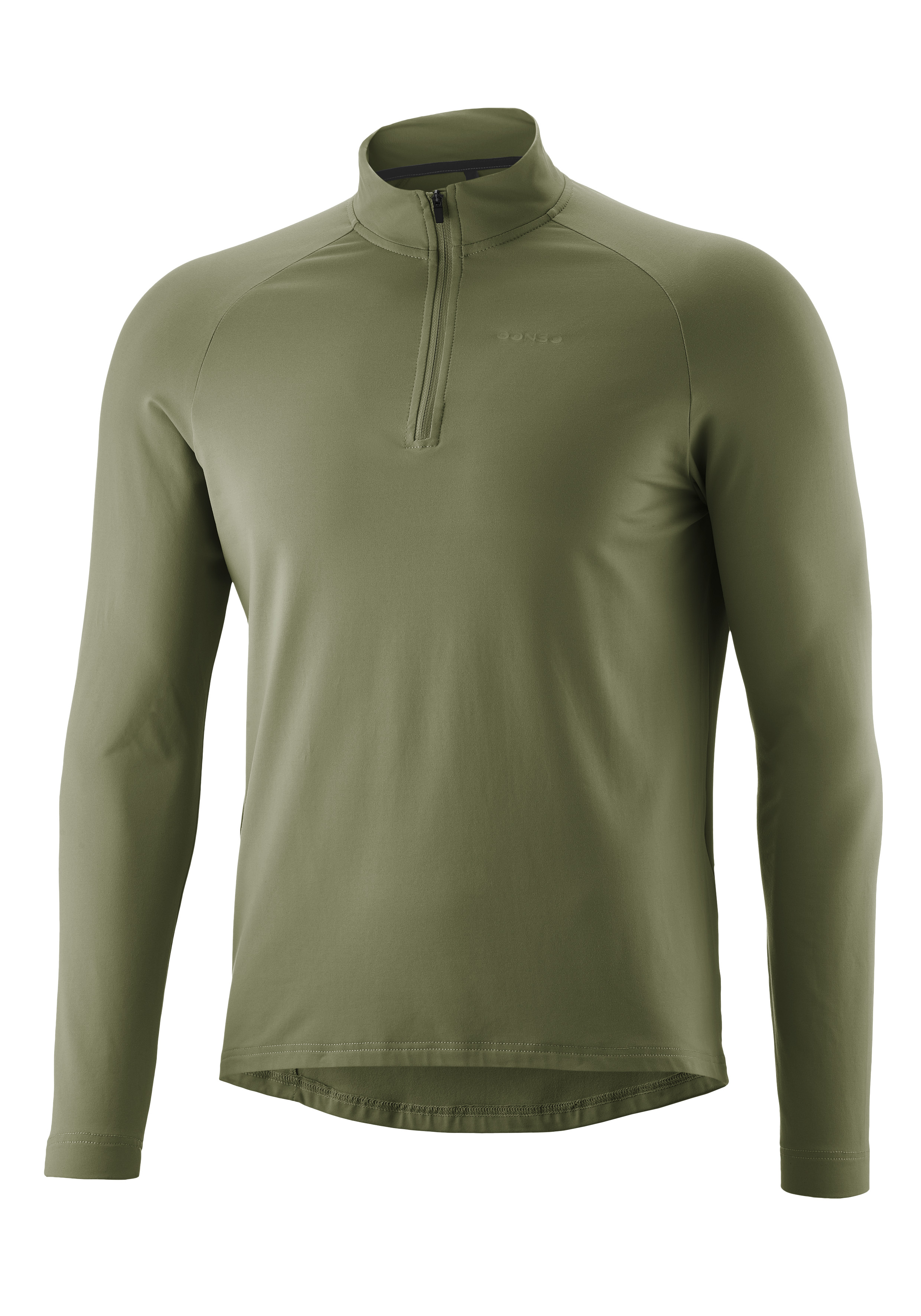 Essential Jersey Longsleeve M Olive, Pullover, Zip-Neck, Langeärmlig, Sporttop
