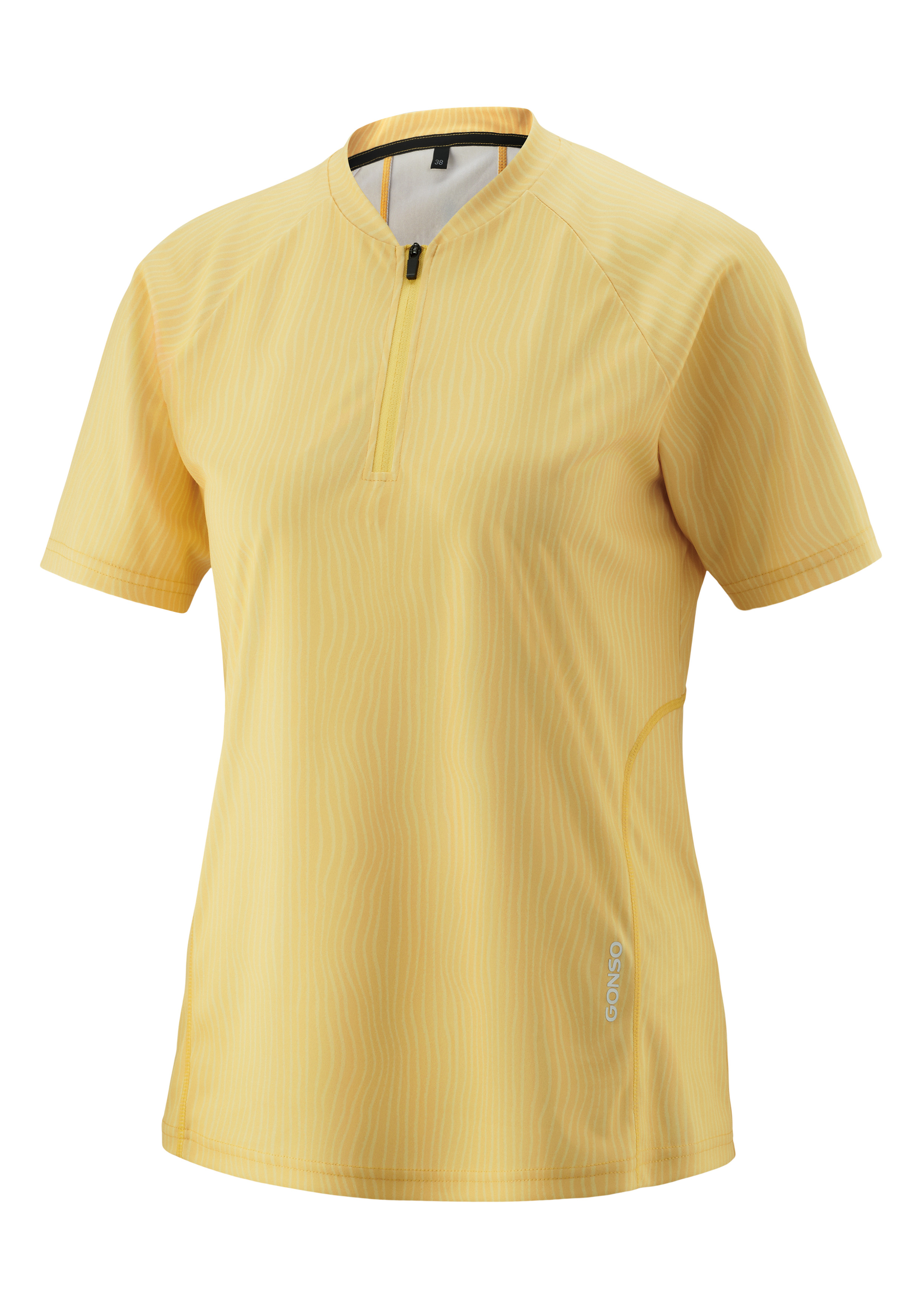 Sommershirt, Zitrone, Halbarm, Zippverschluss, Streifenmuster