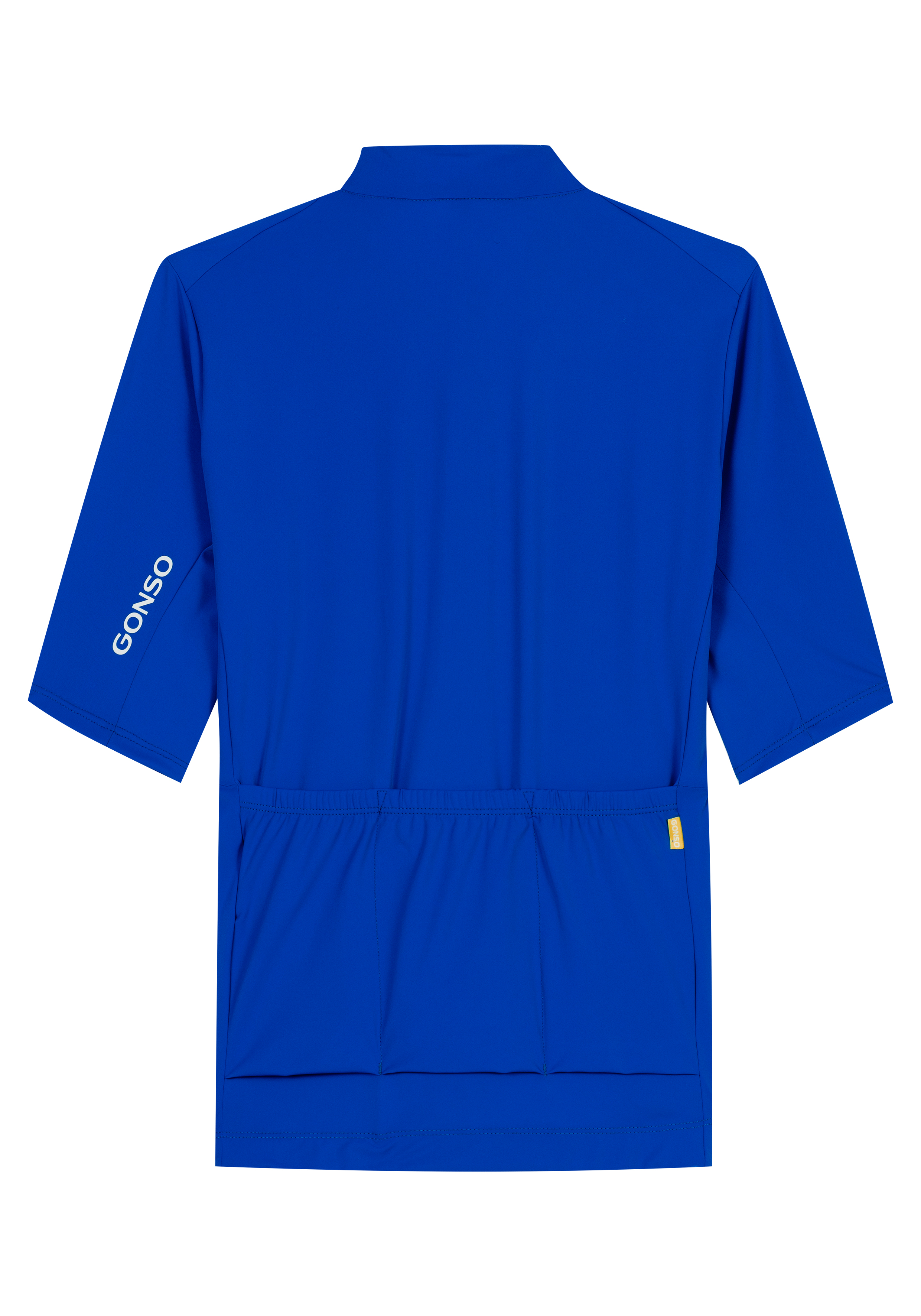 kurzärmig, blau, mit taschen, rückansicht, markenetikett am Ärmel