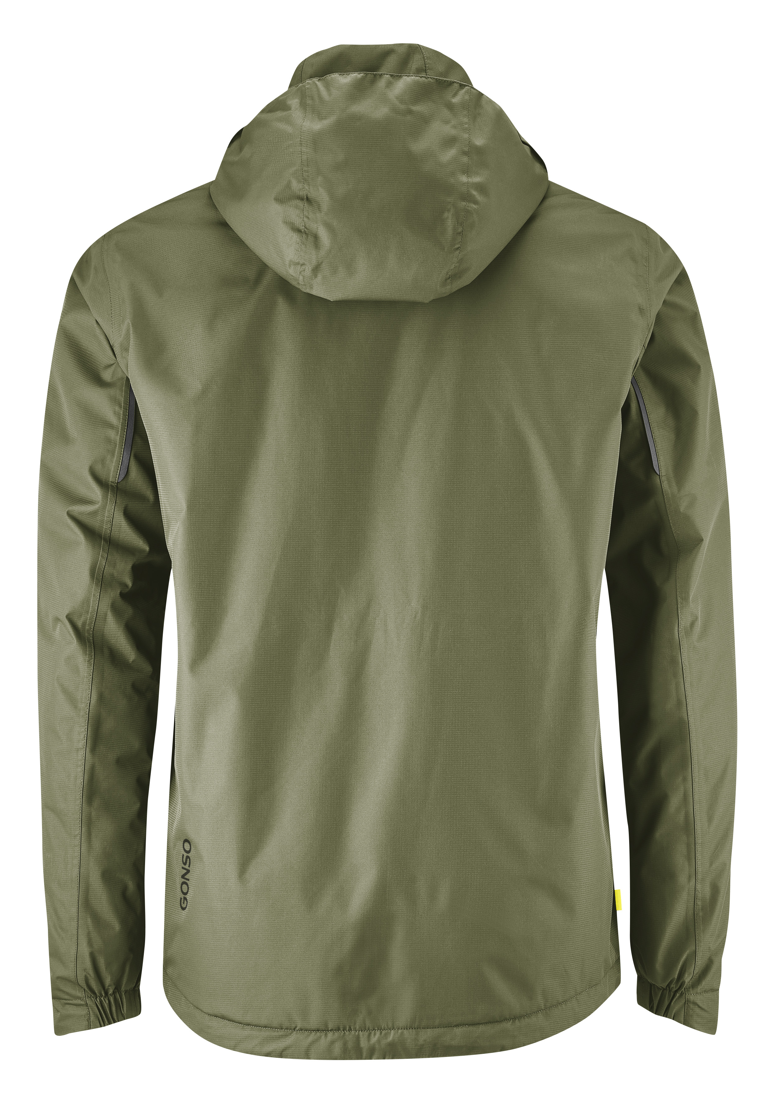 Hooded jacket, Olive green, Windbreaker, Long sleeves, Back view