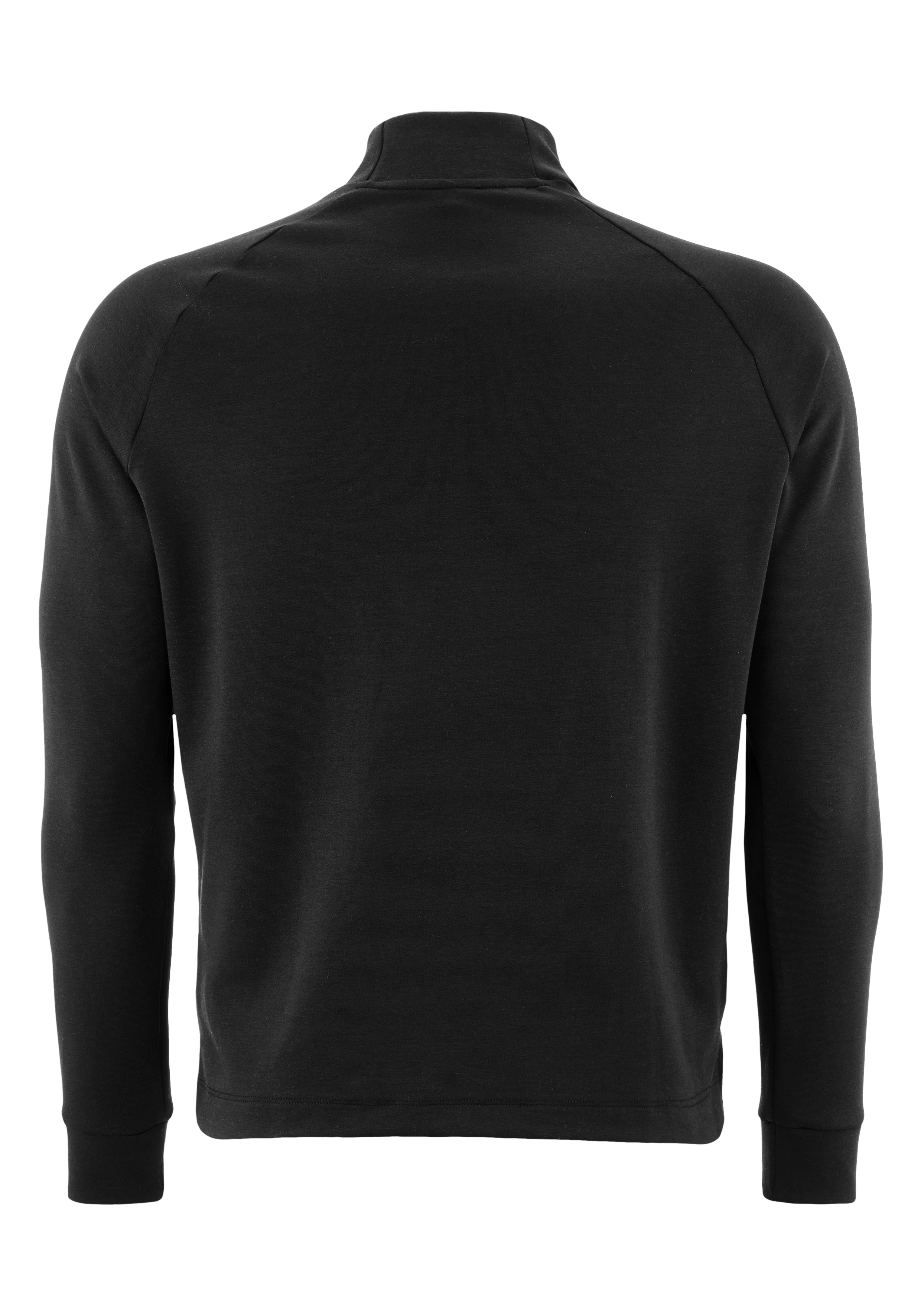 Pullover, Schwarz, Rundhals, Langarm, Baumwoll- oder Polyester-Finish