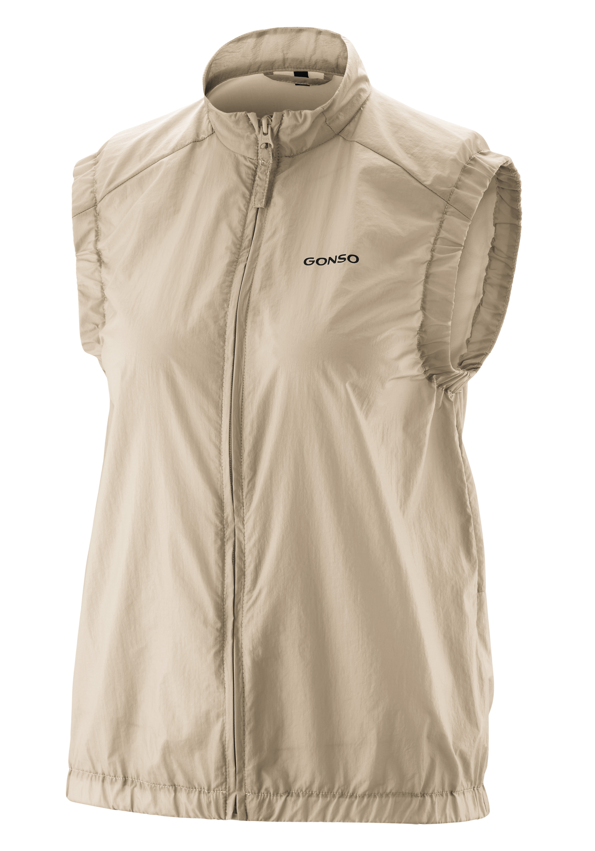 Weste, leichte Jacke, Reißverschluss, sleeveless, neutrales Beige