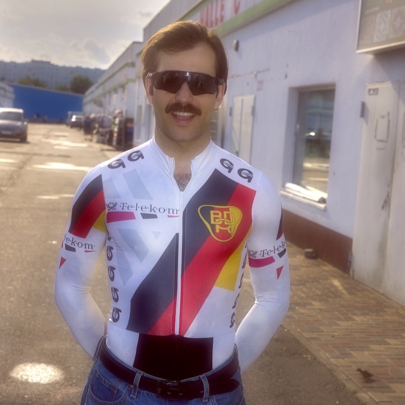 Herren Kachel Fahrradtrikot, Vollreißverschluss, Langarm, Musterdesign, Sonnenbrille