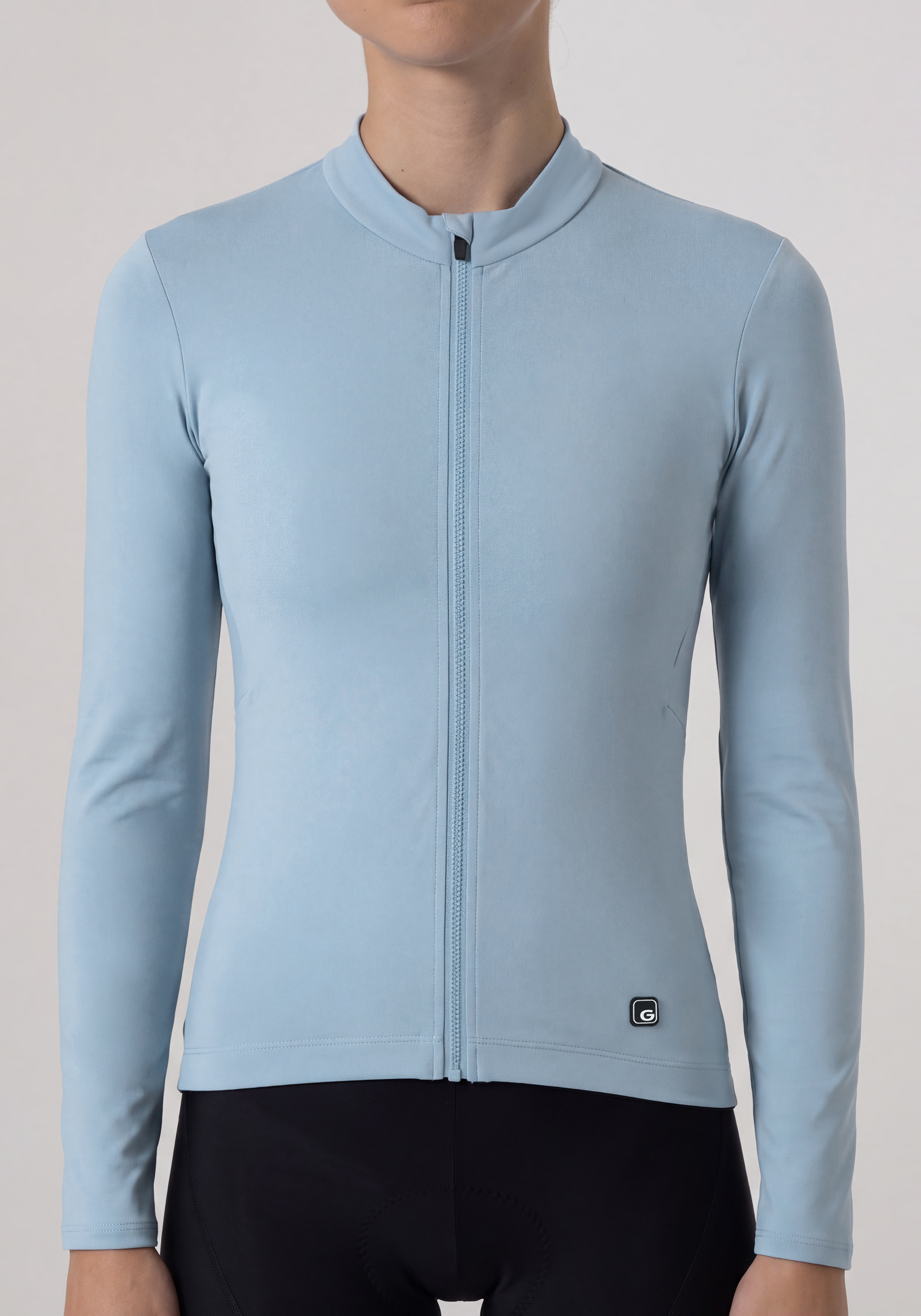Road Jersey Longsleeve W Reißverschlussjacke, Langarm, Skijacke, Fitnessjacke, hellblau, Reitjacke, Laufjacke, Front-Reißverschluss, Langarm, hellblau, col jacket, zipper, long sleeve, light blue, fitted