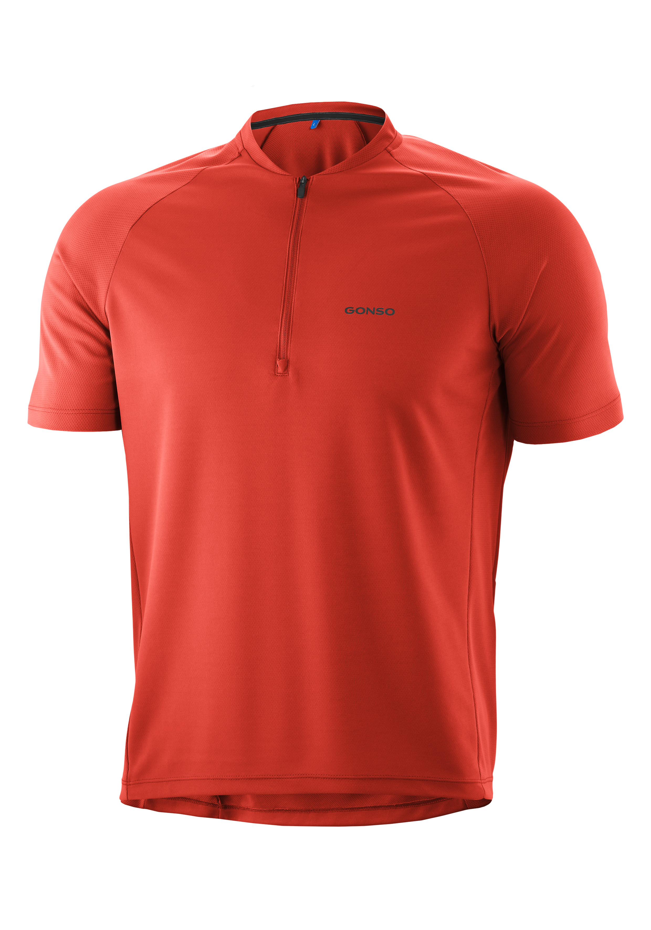 Rotes Shirt, Kurzarm, Reißverschlusshalbdose, Sportpulli, Gonso