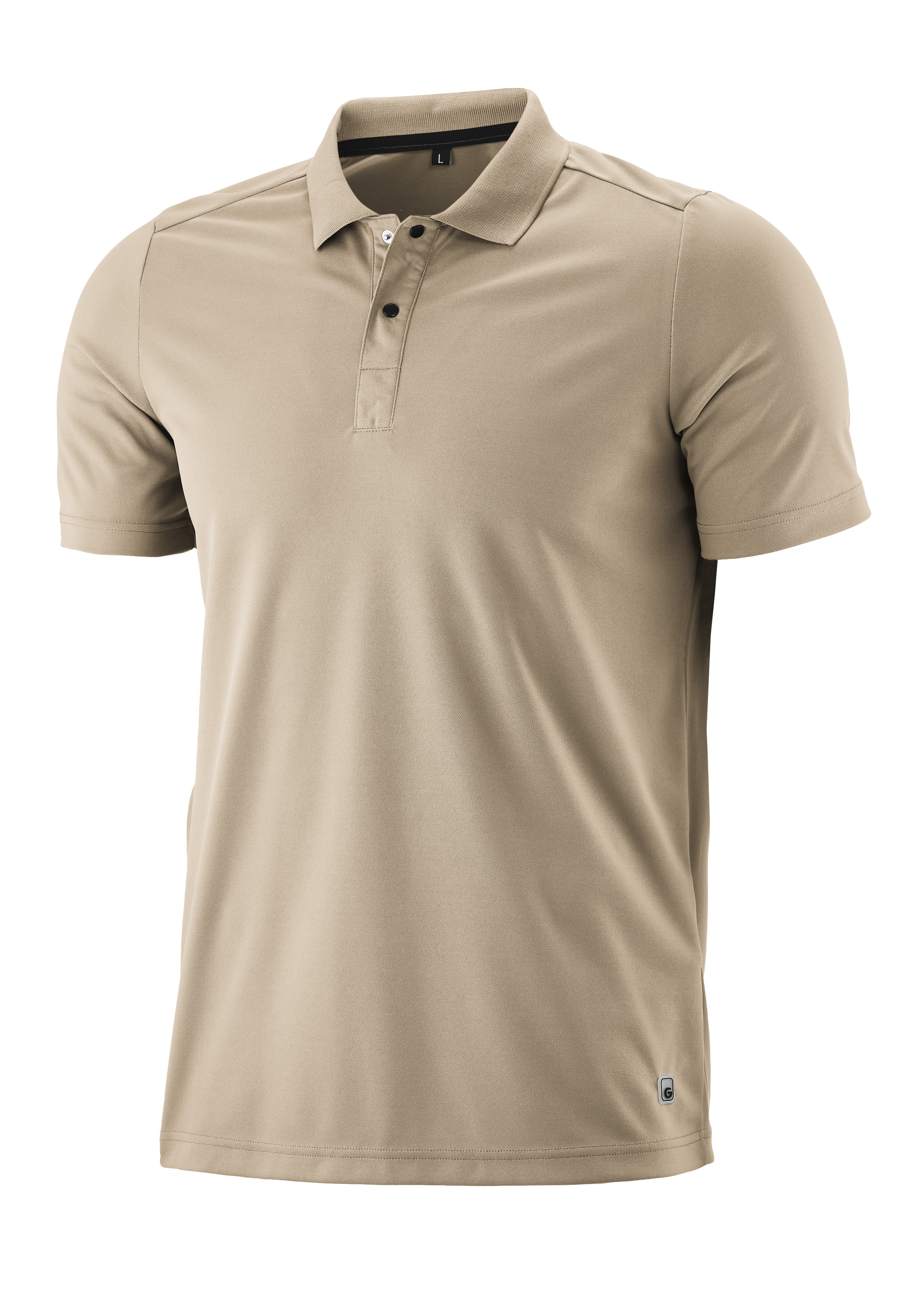 Polohemd, Beige, Kurzarm, Knopfverschluss, Kragen