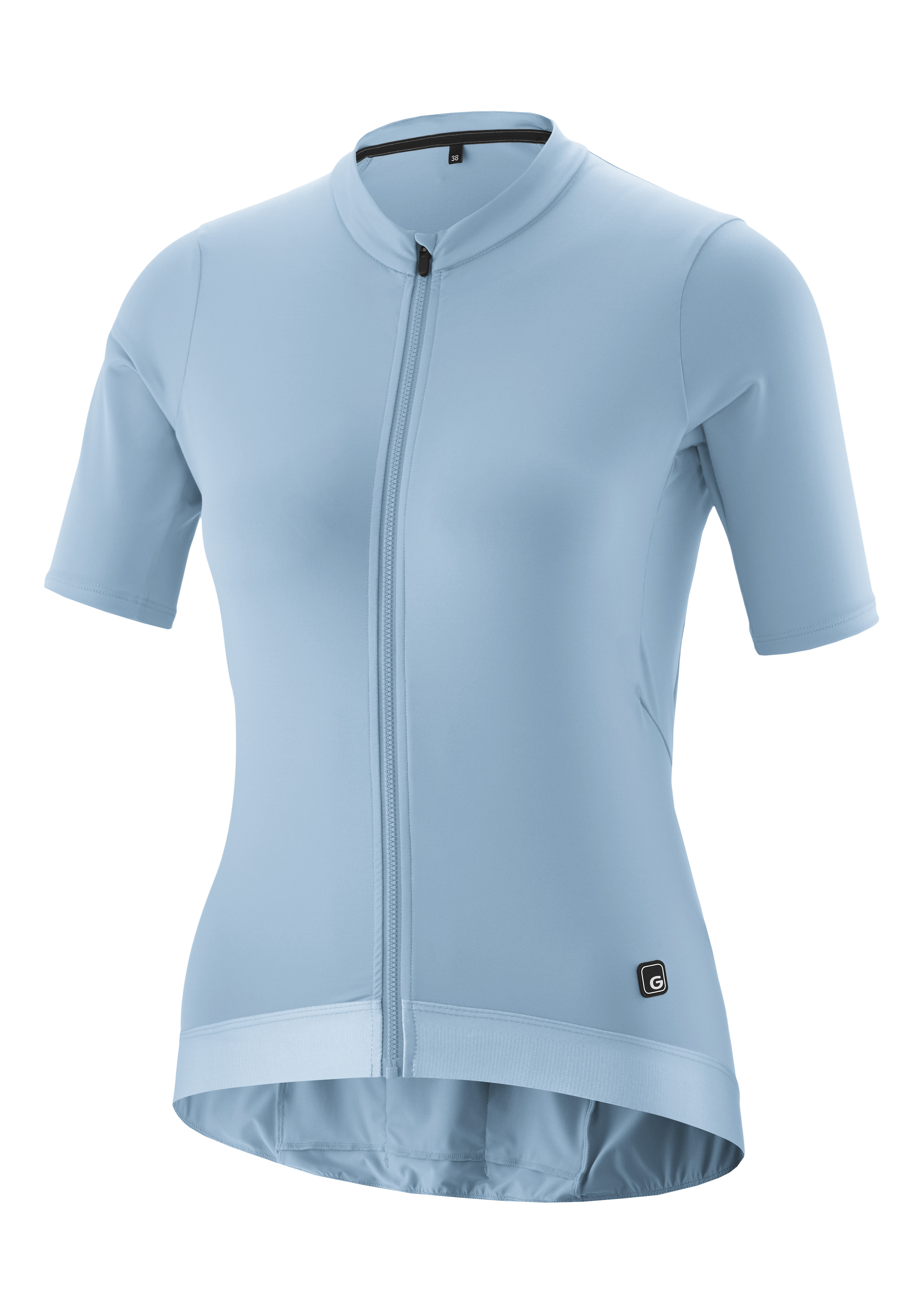 Kurzarm, Reißverschluss, Kleidung, Sportshirt, Hellblau, Kurzarm-Jersey, Reißverschluss, Rennrad-Sommertrikot, hellblau, Trikotstoff, Kurzarm, Reißverschluss, Frontreißverschluss, Softshell, hellblau