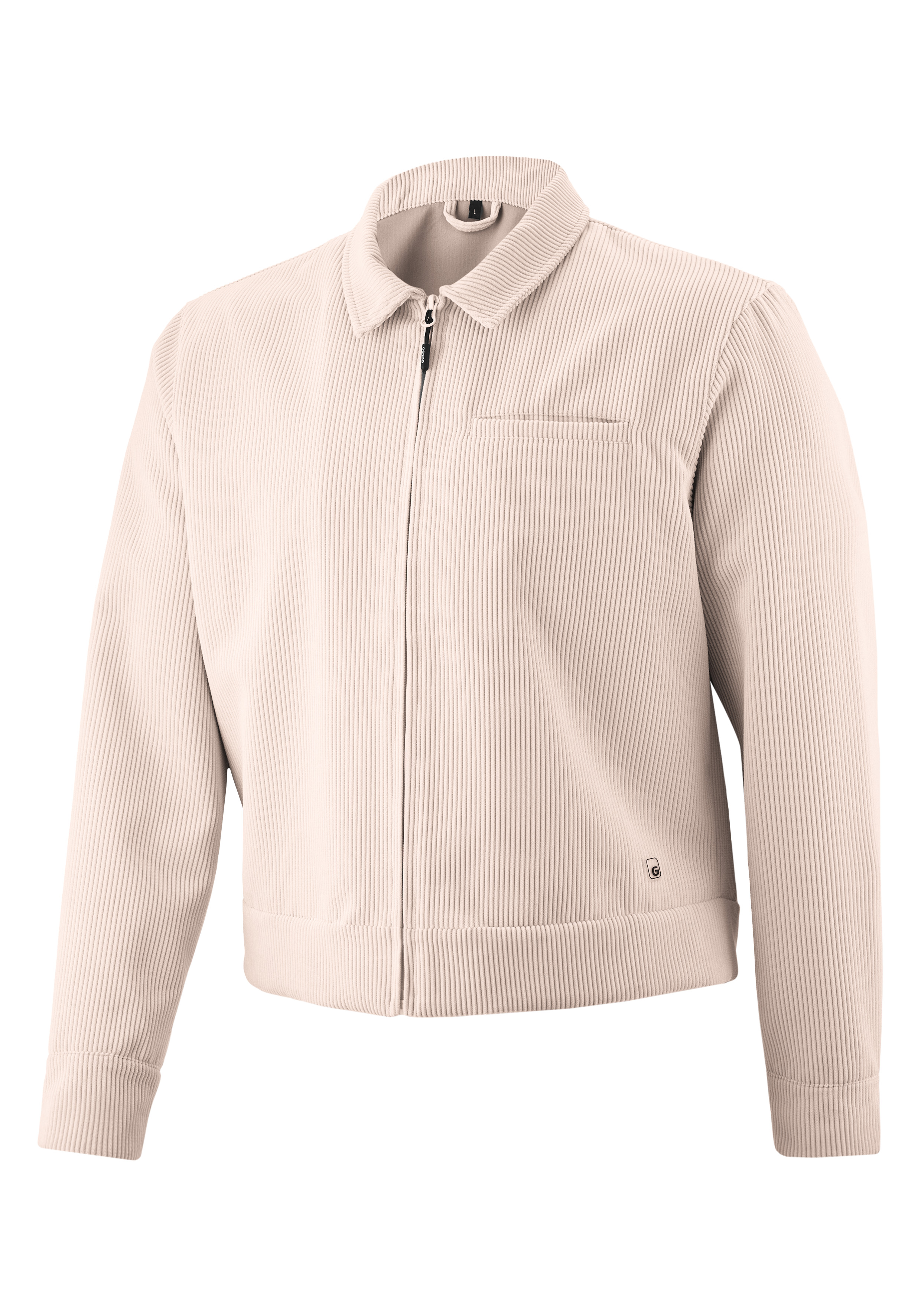 Kordurier, Beige, Jacke, Reißverschluss, Kragen