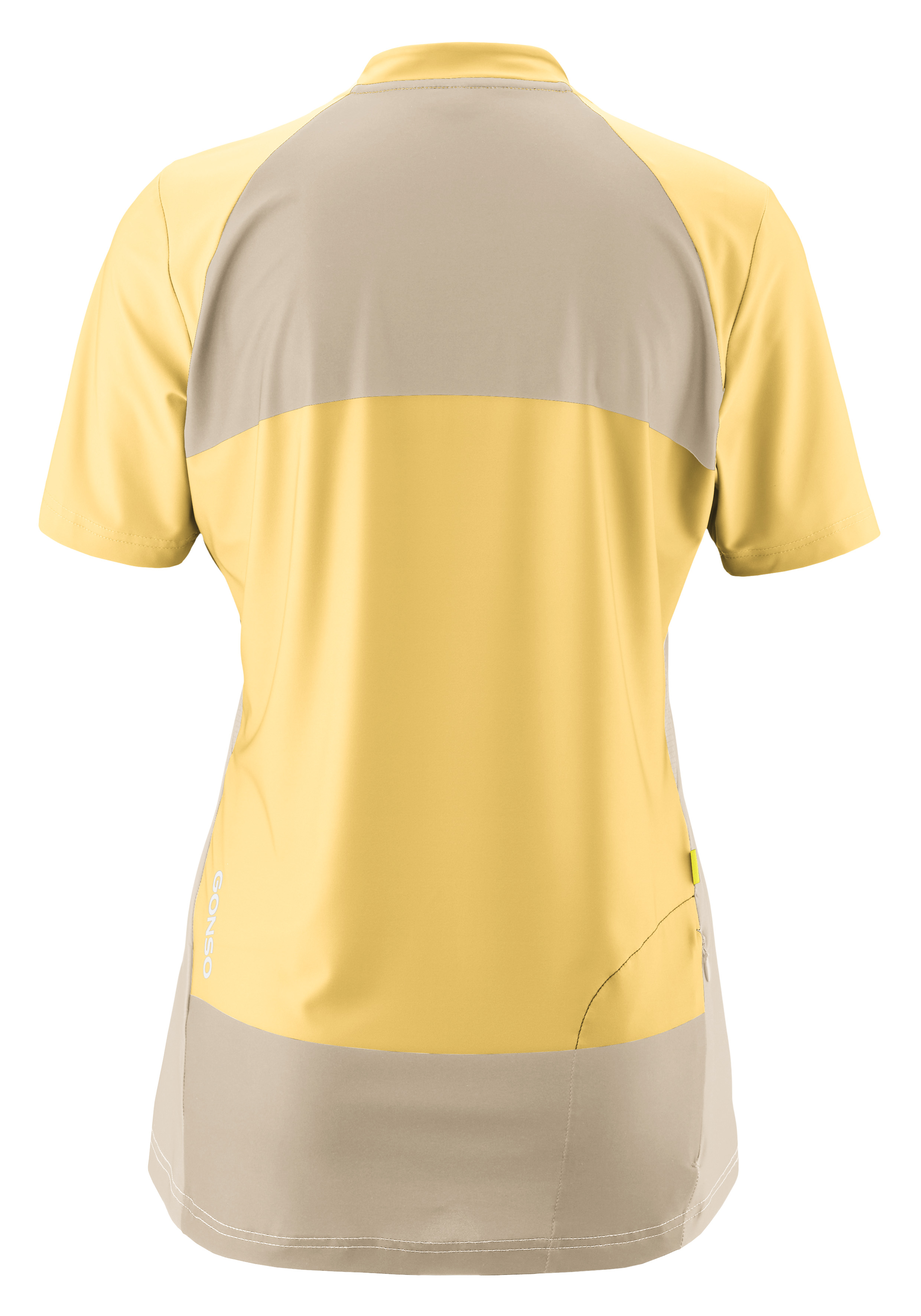 Kurze Passform, Sportshirt, Kurzarm, Gelbgrau, Reißverschluss-Tasche